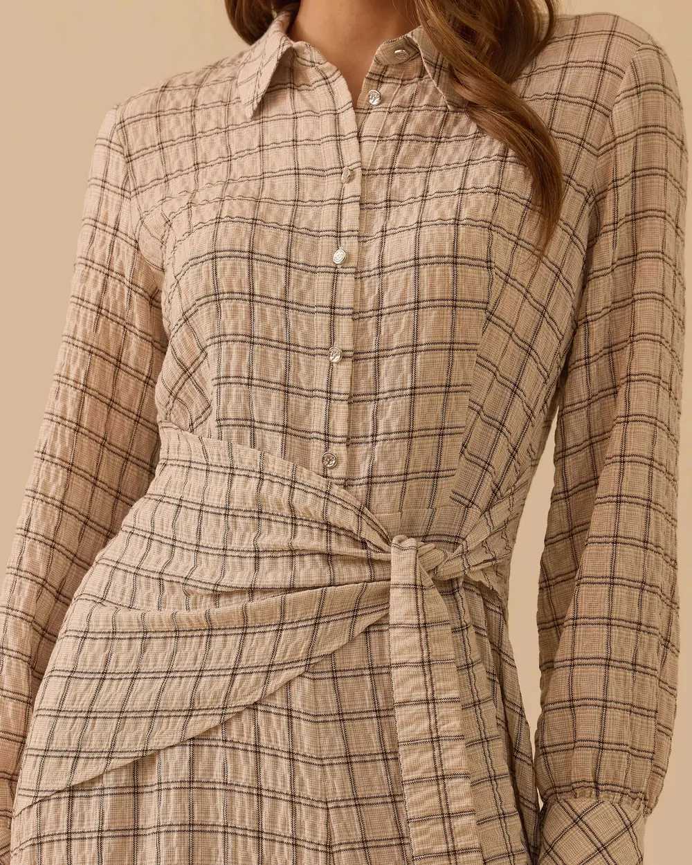 Checkered Midi Dress with a Belt