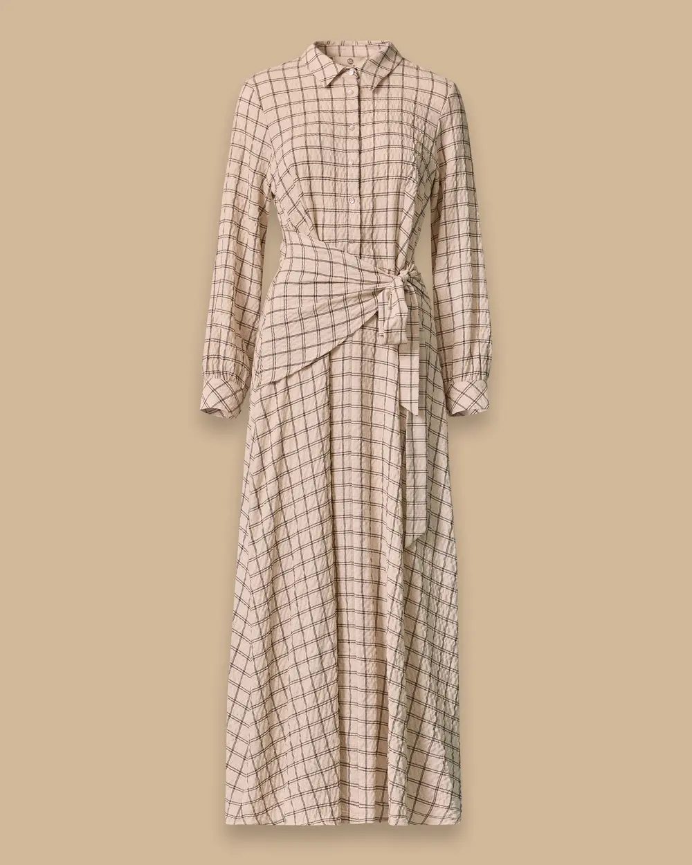 Checkered Midi Dress with a Belt
