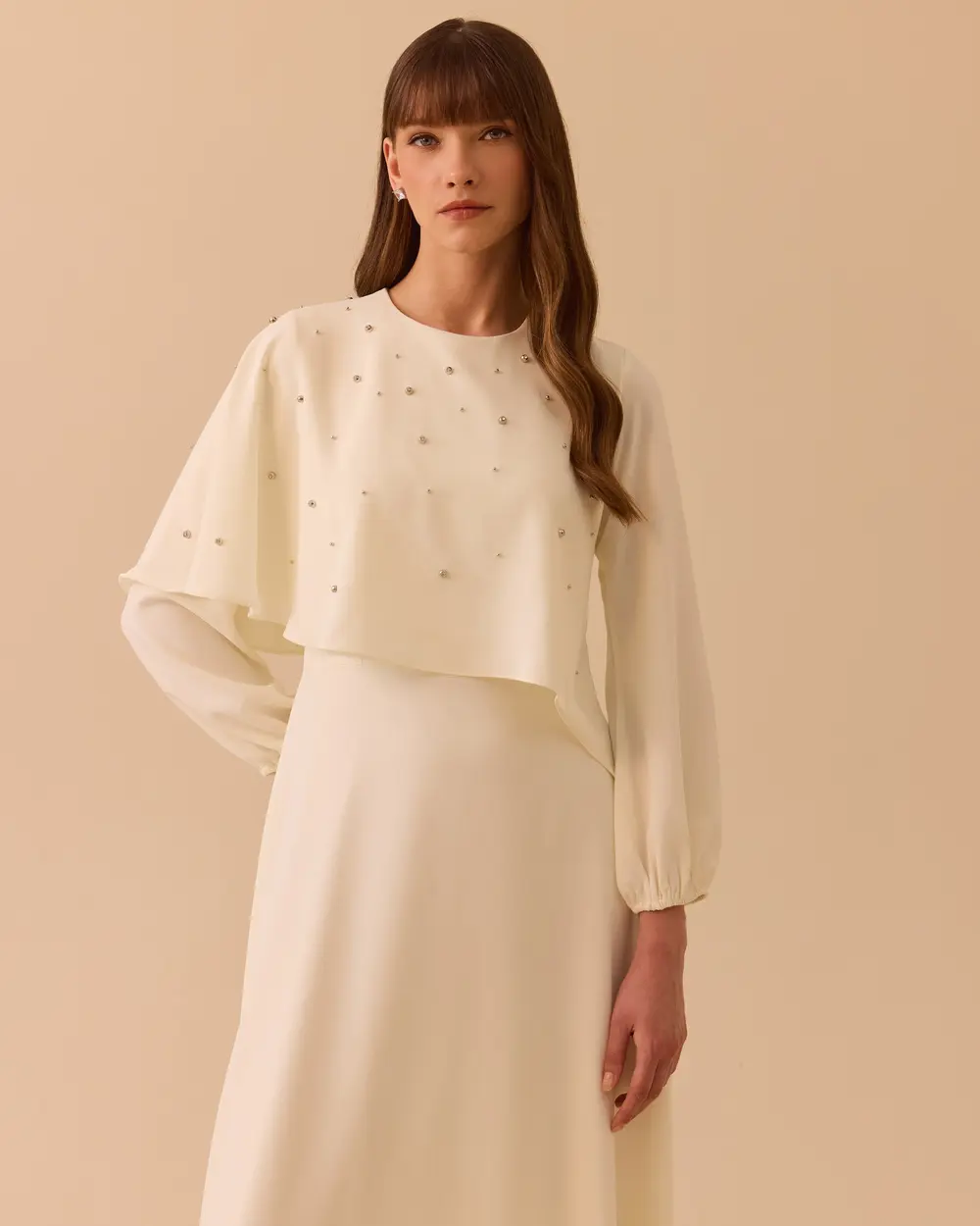 Long Sleeve Stone Detailed Dress