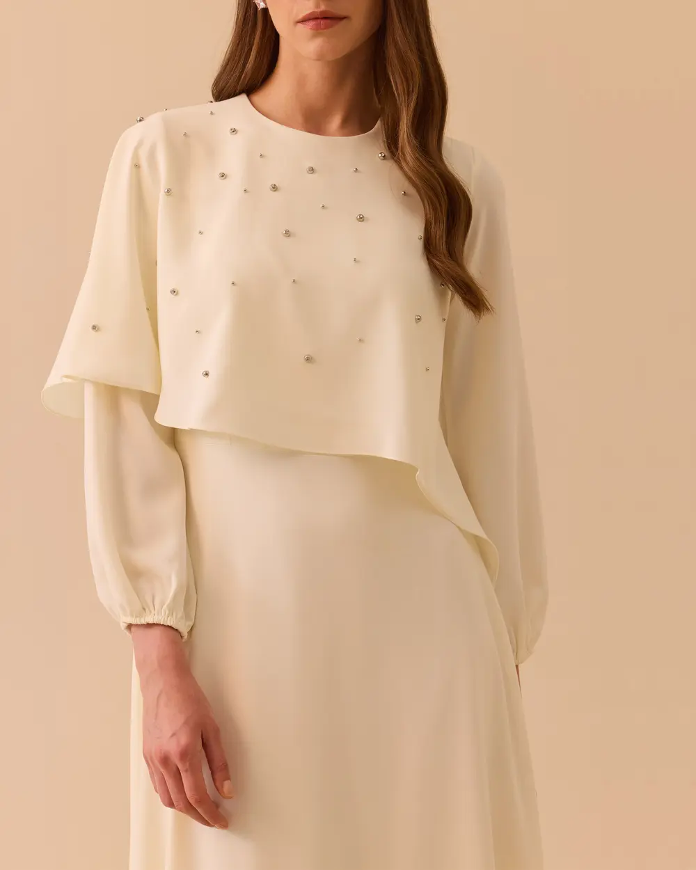Long Sleeve Stone Detailed Dress