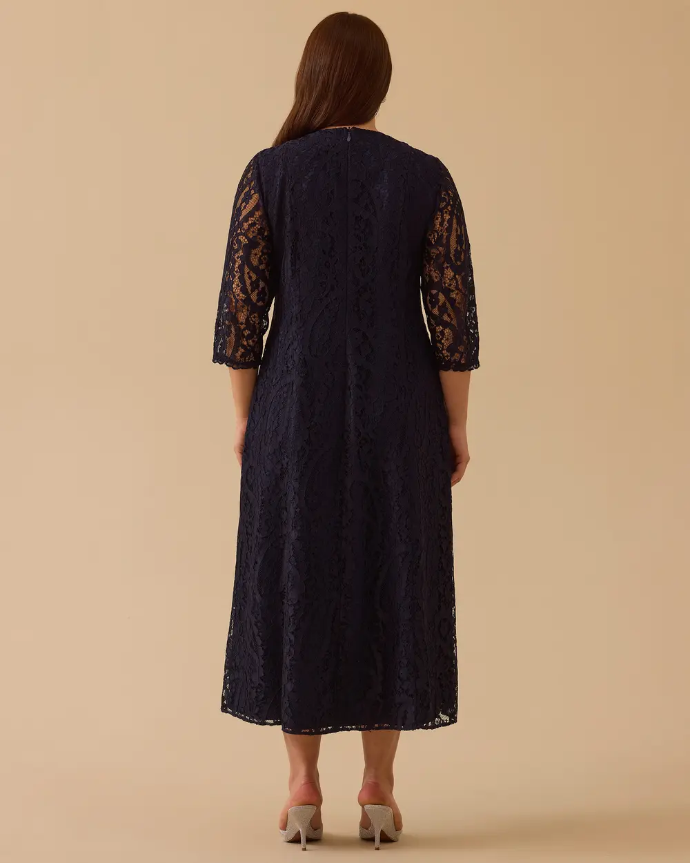 Büyük Beden Midi Dantel Elbise