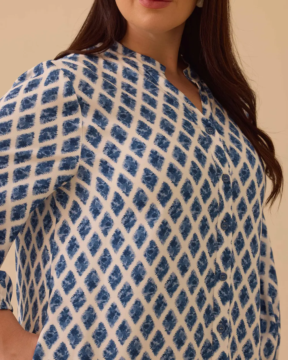 Büyük Beden Desenli Volanlı Elbise