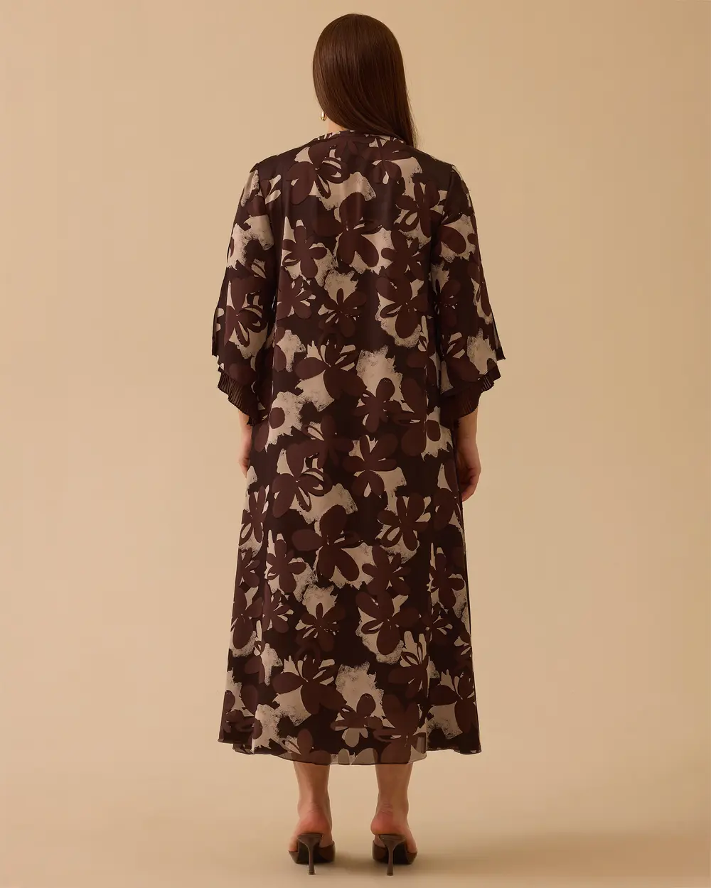 Büyük Beden Bağlama Detaylı Uzun Elbise