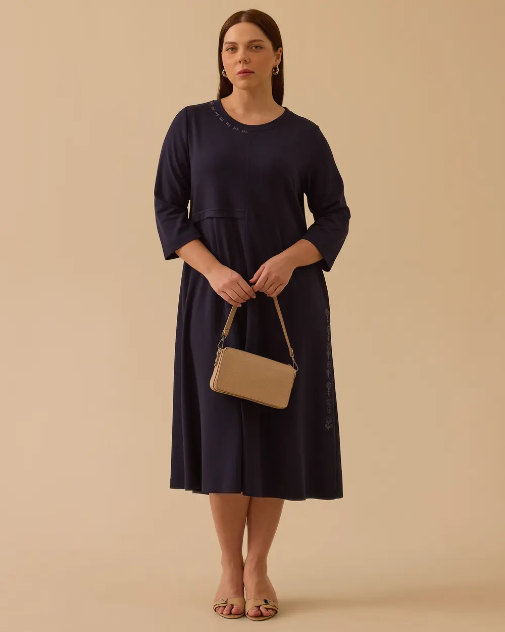 Plus Size Embroidered Modal Dress