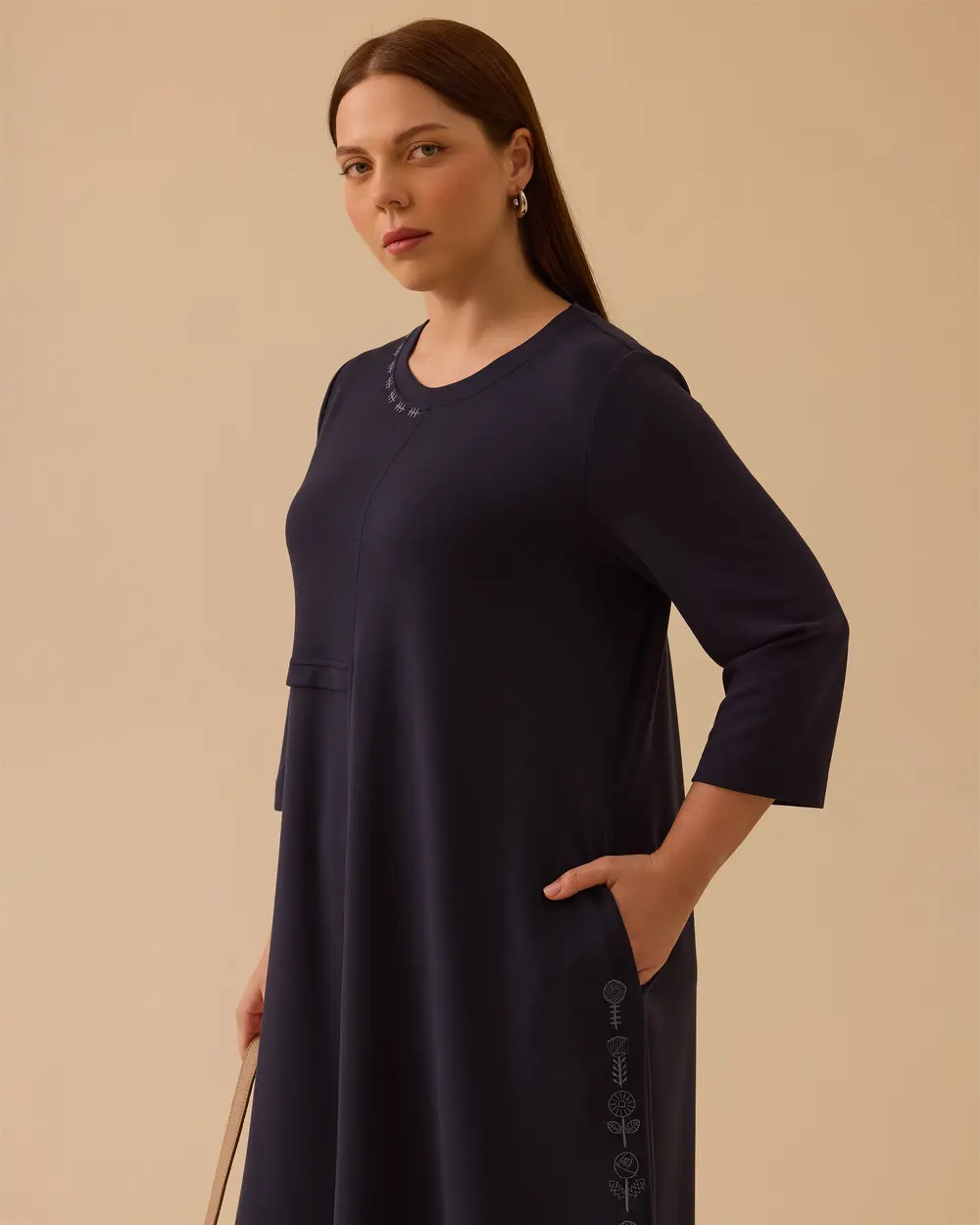 Plus Size Embroidered Modal Dress