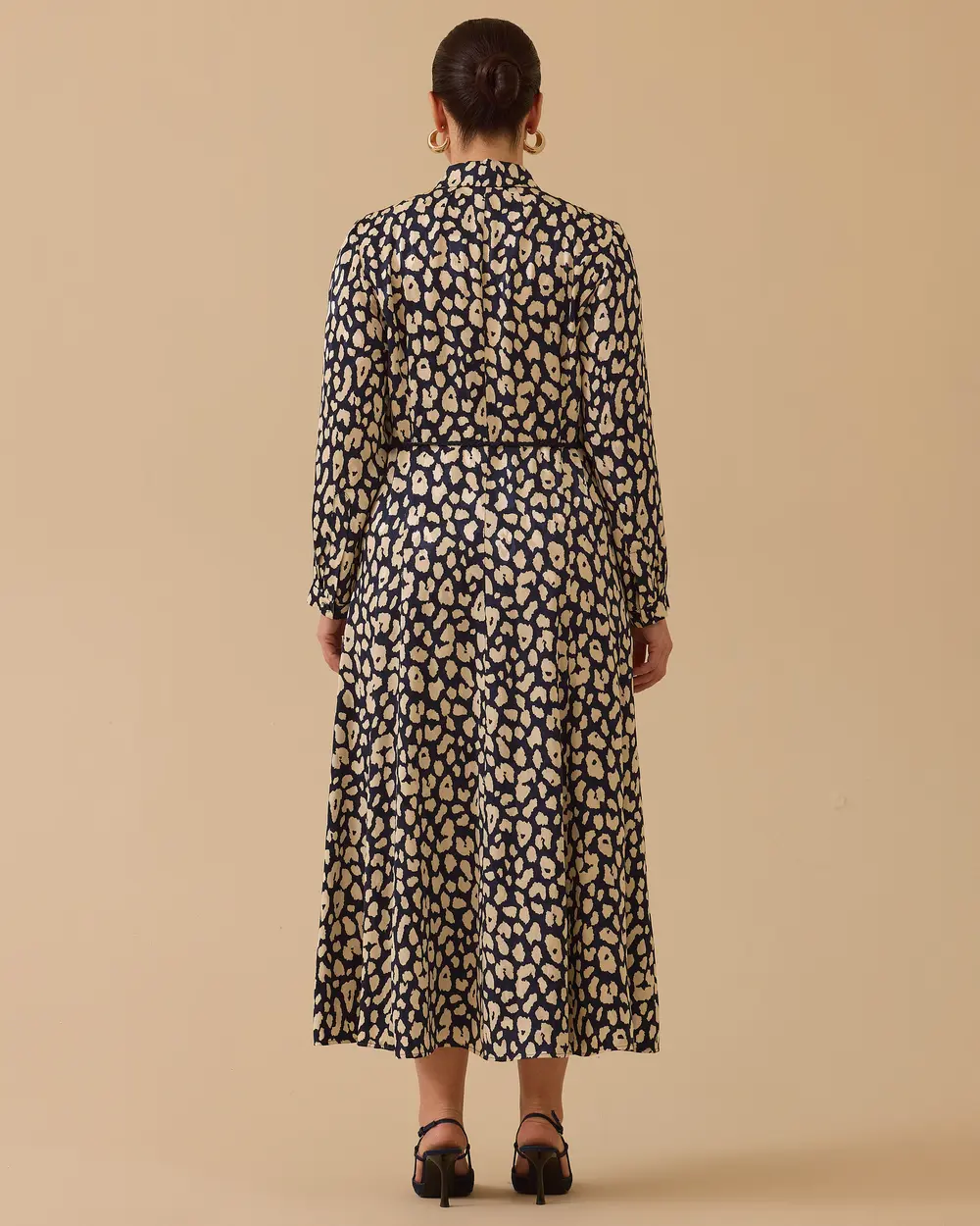 Plus Size Patterned Dress with Tie Waist