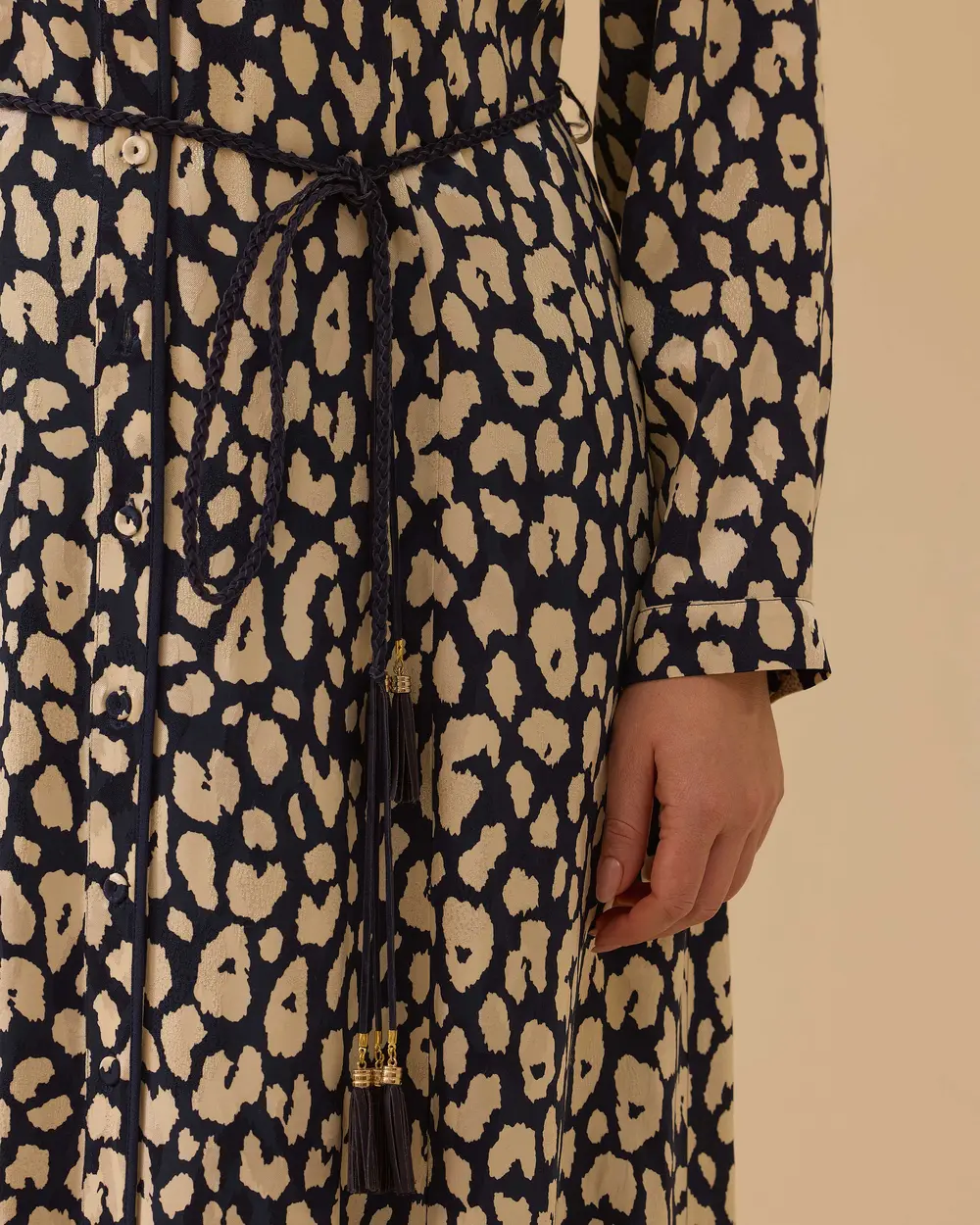 Plus Size Patterned Dress with Tie Waist