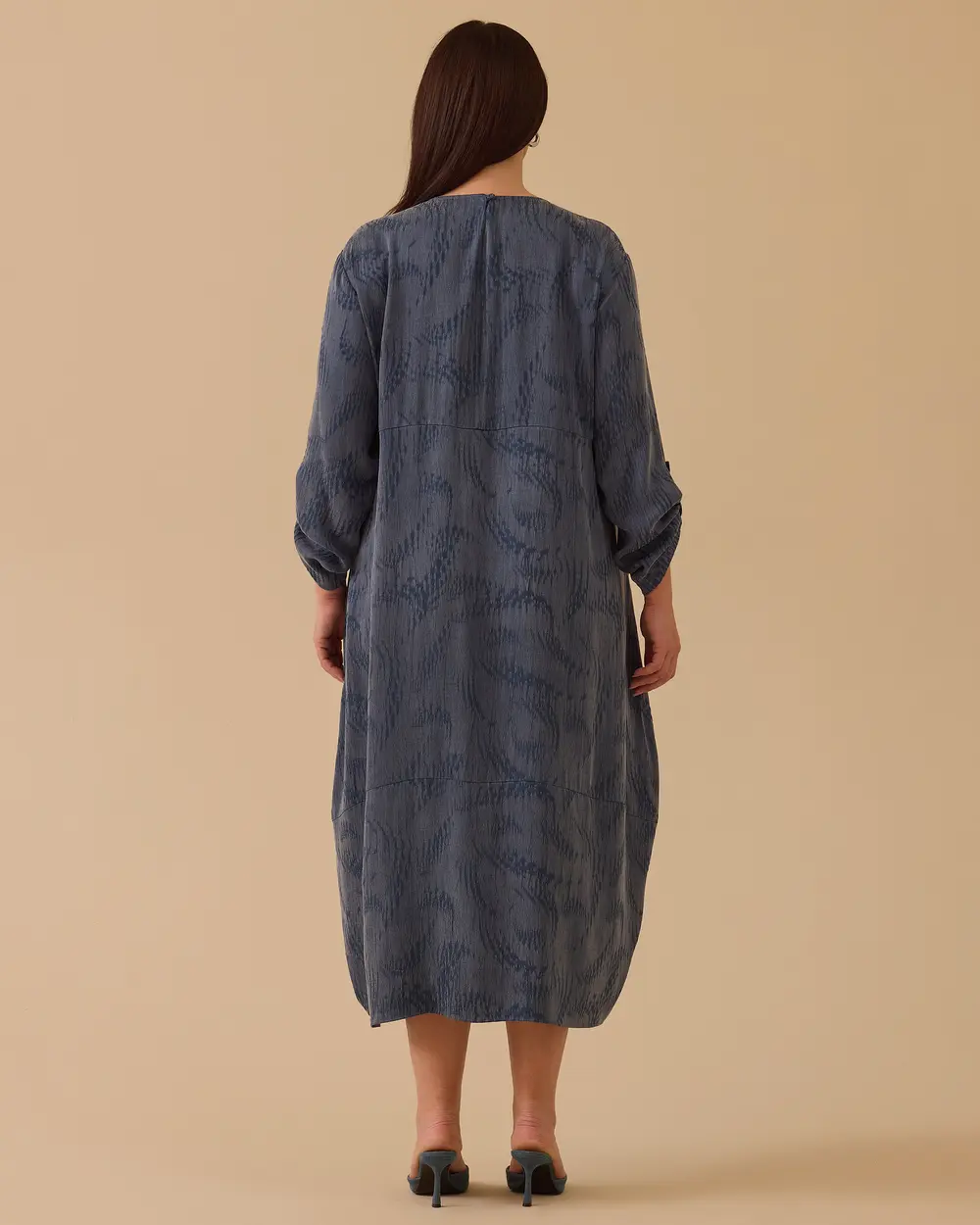 Büyük Beden Desenli Cepli Elbise