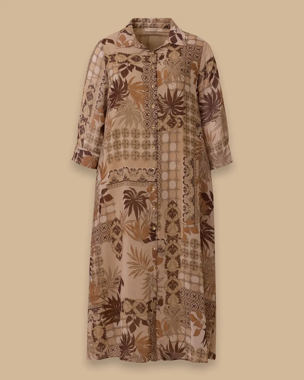 Büyük Beden Desenli Düğmeli Elbise