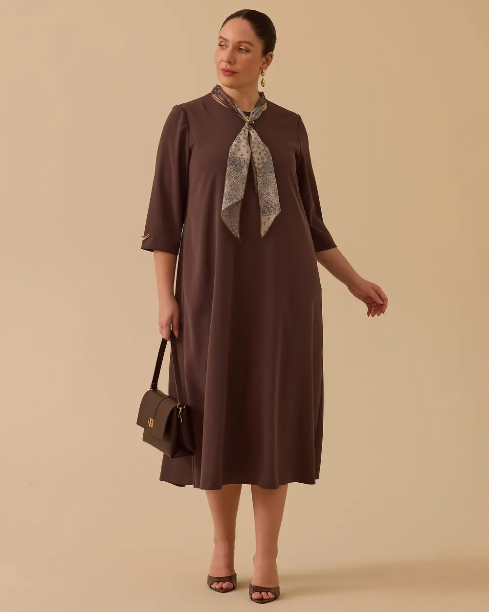 Plus Size Scarf Midi Length Dress