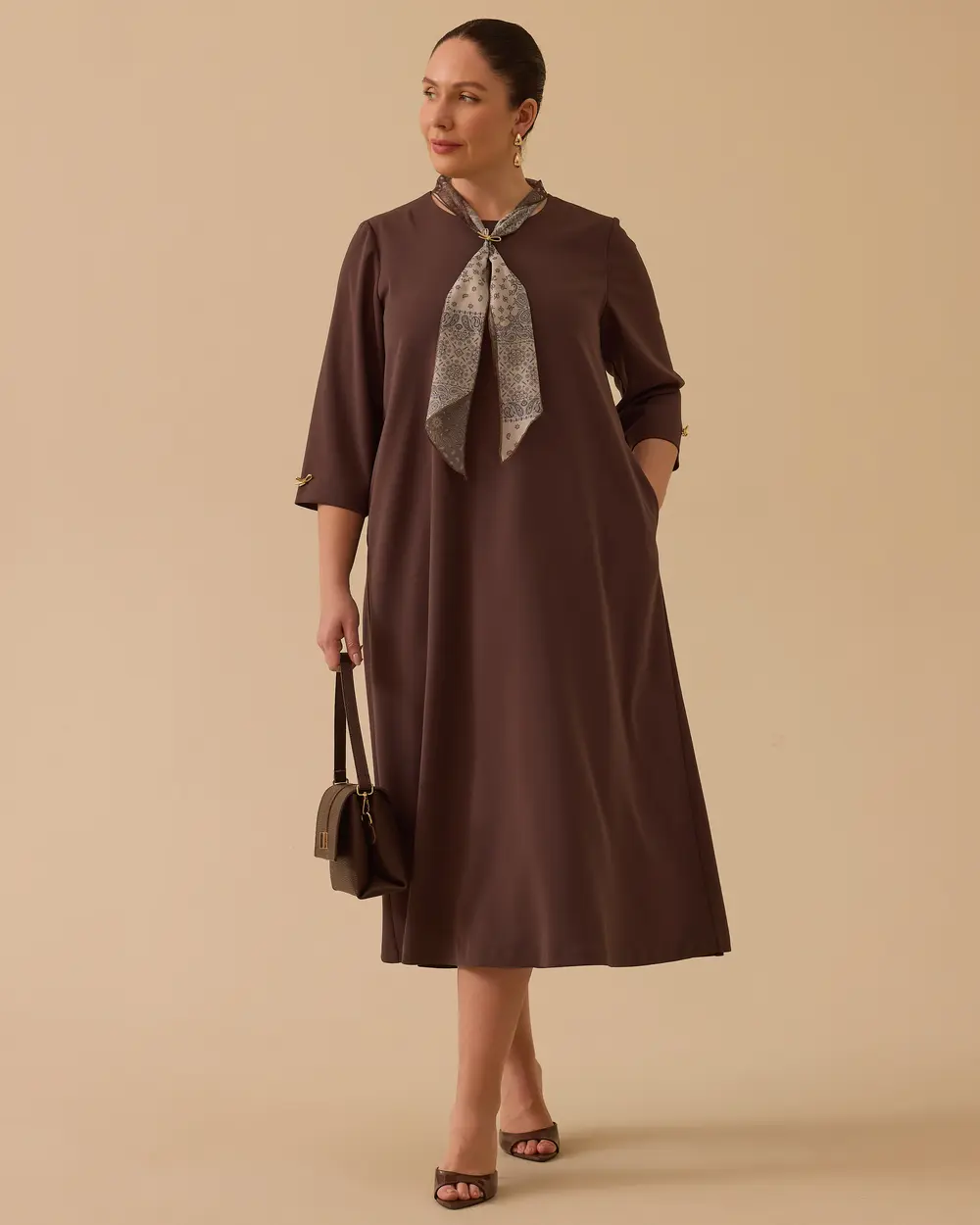 Plus Size Scarf Midi Length Dress