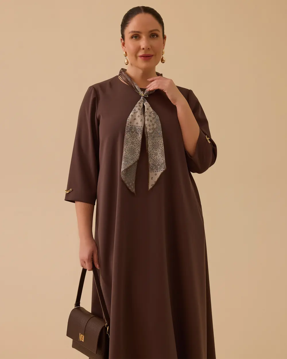Plus Size Scarf Midi Length Dress