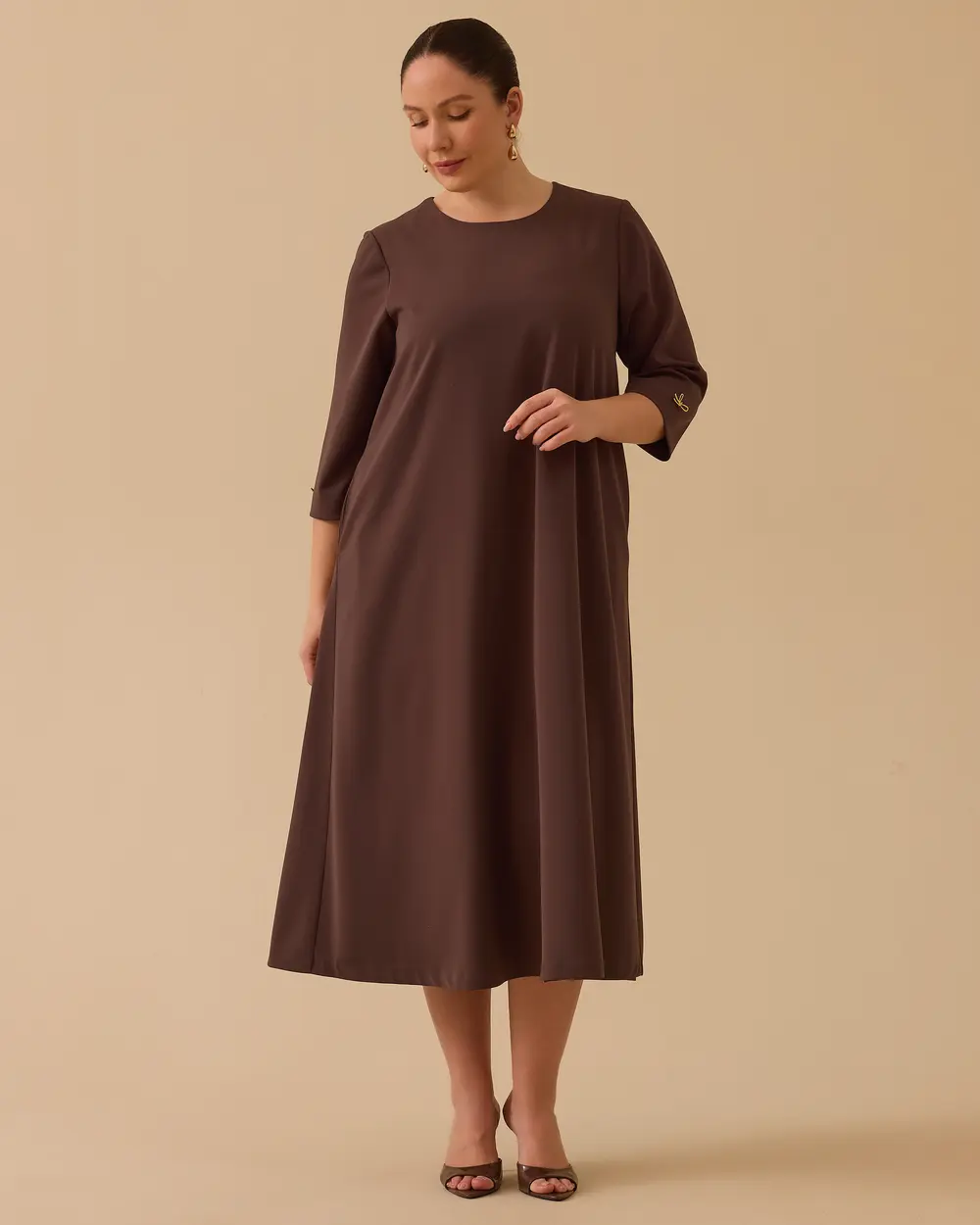 Plus Size Scarf Midi Length Dress