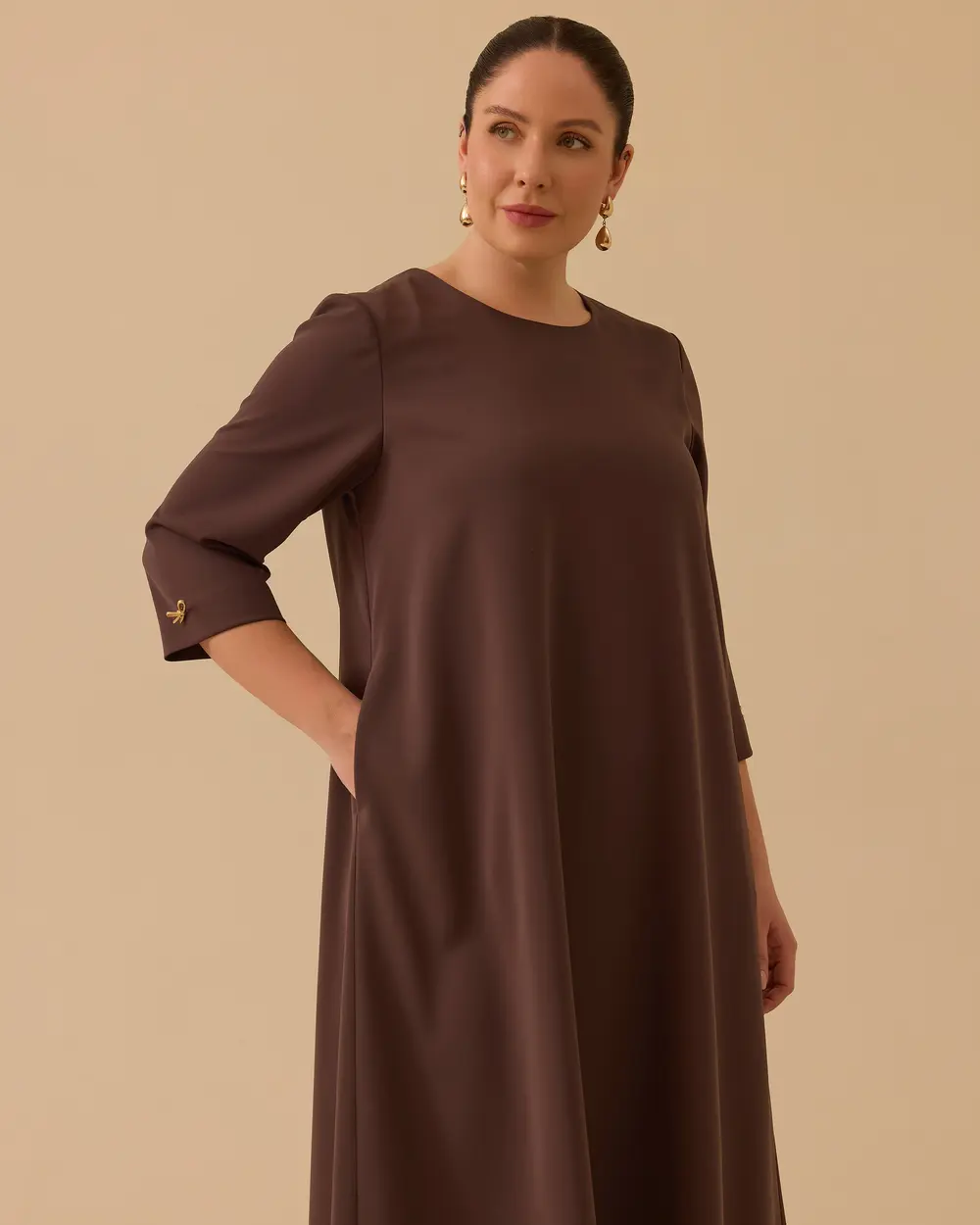 Plus Size Scarf Midi Length Dress