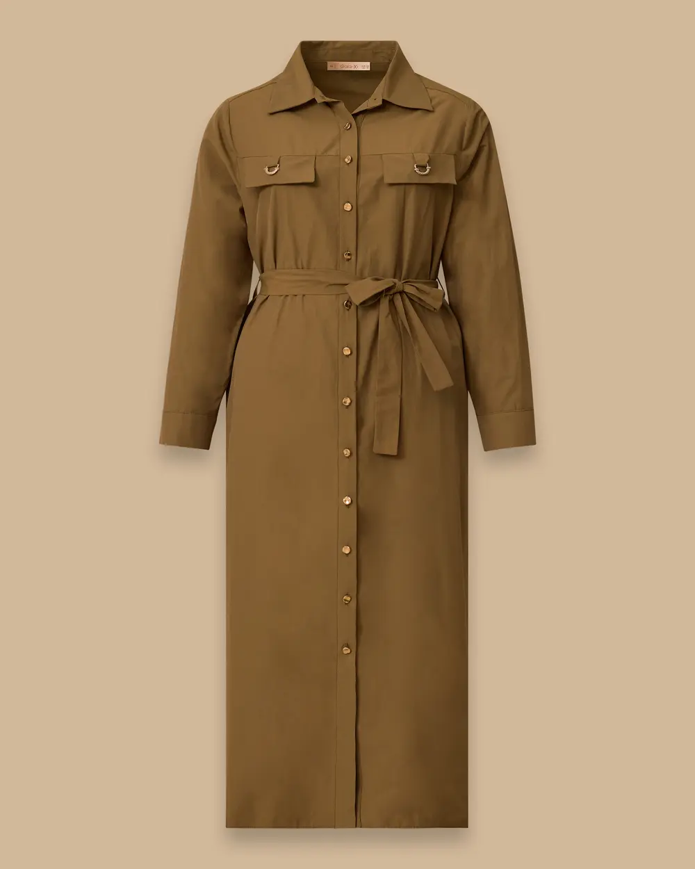 Plus Size Belt Detailed Shirt Dress