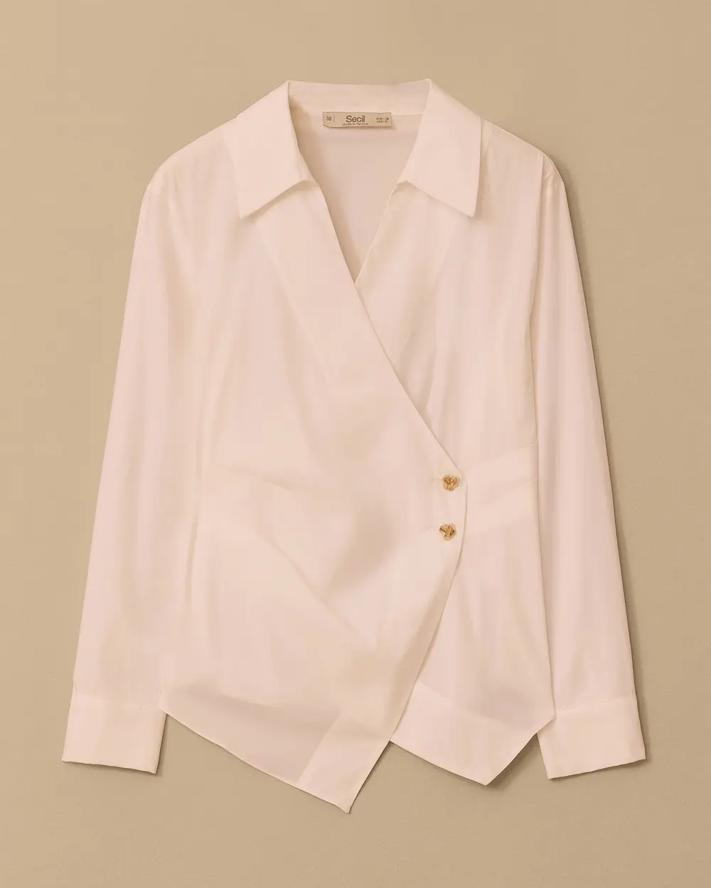 Double-breasted Shirt with Pleated Detail