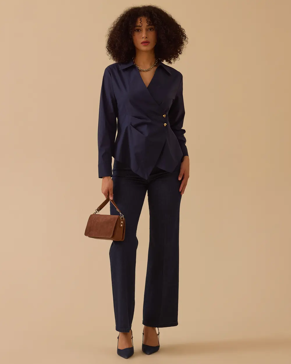 Pile Detaylı Kruvaze Gömlek