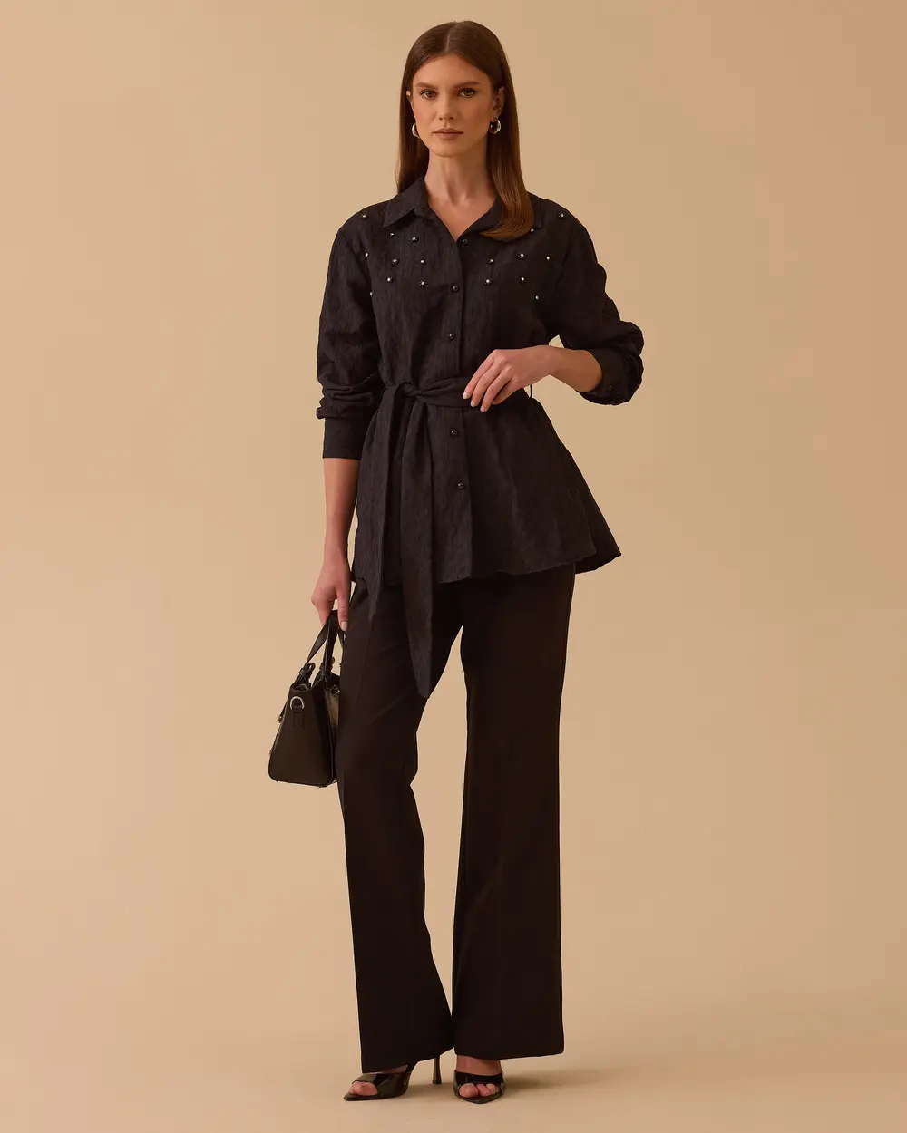 Pocket Shirt with Stone Belt Detail