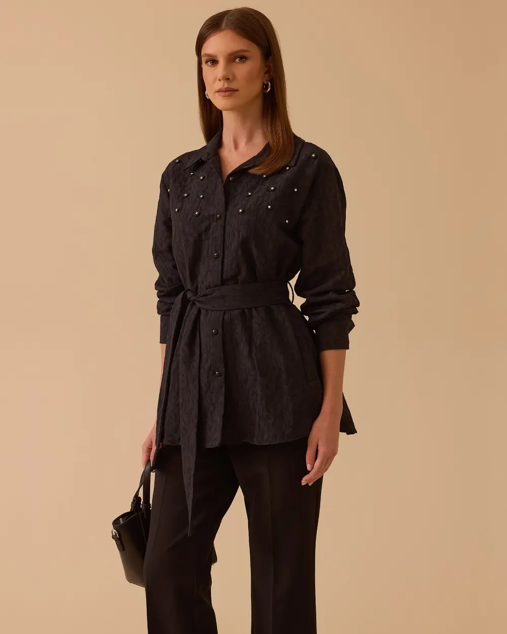 Pocket Shirt with Stone Belt Detail