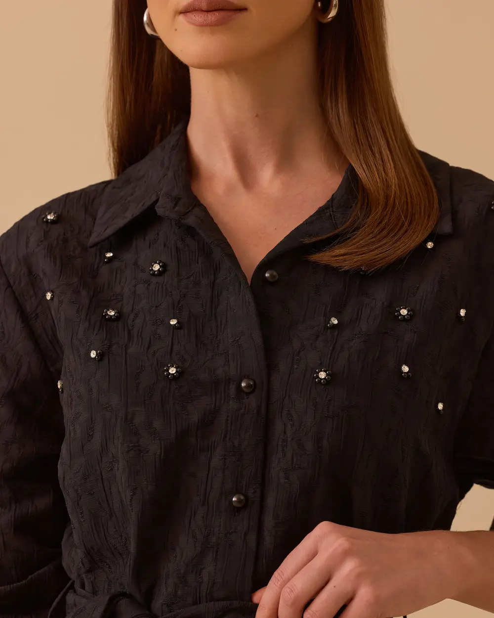 Pocket Shirt with Stone Belt Detail