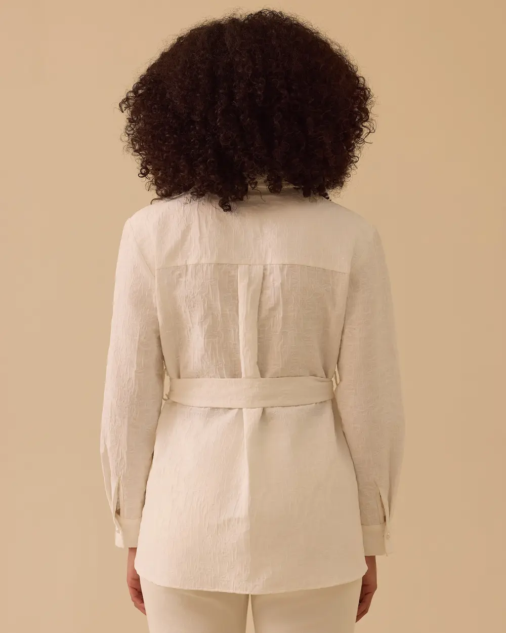 Taşlı Kuşak Detaylı Cepli Gömlek