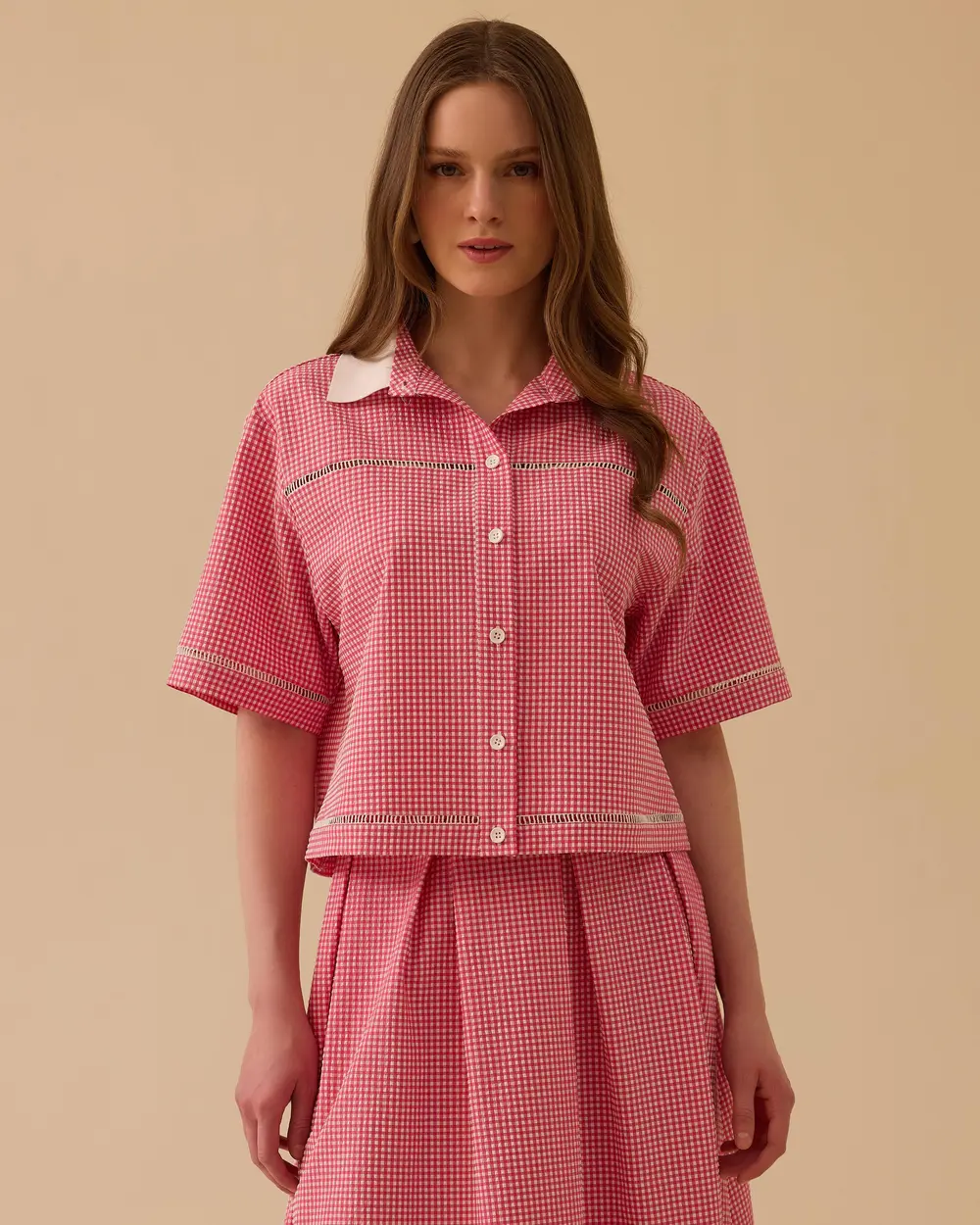 Checked Waist Length Shirt