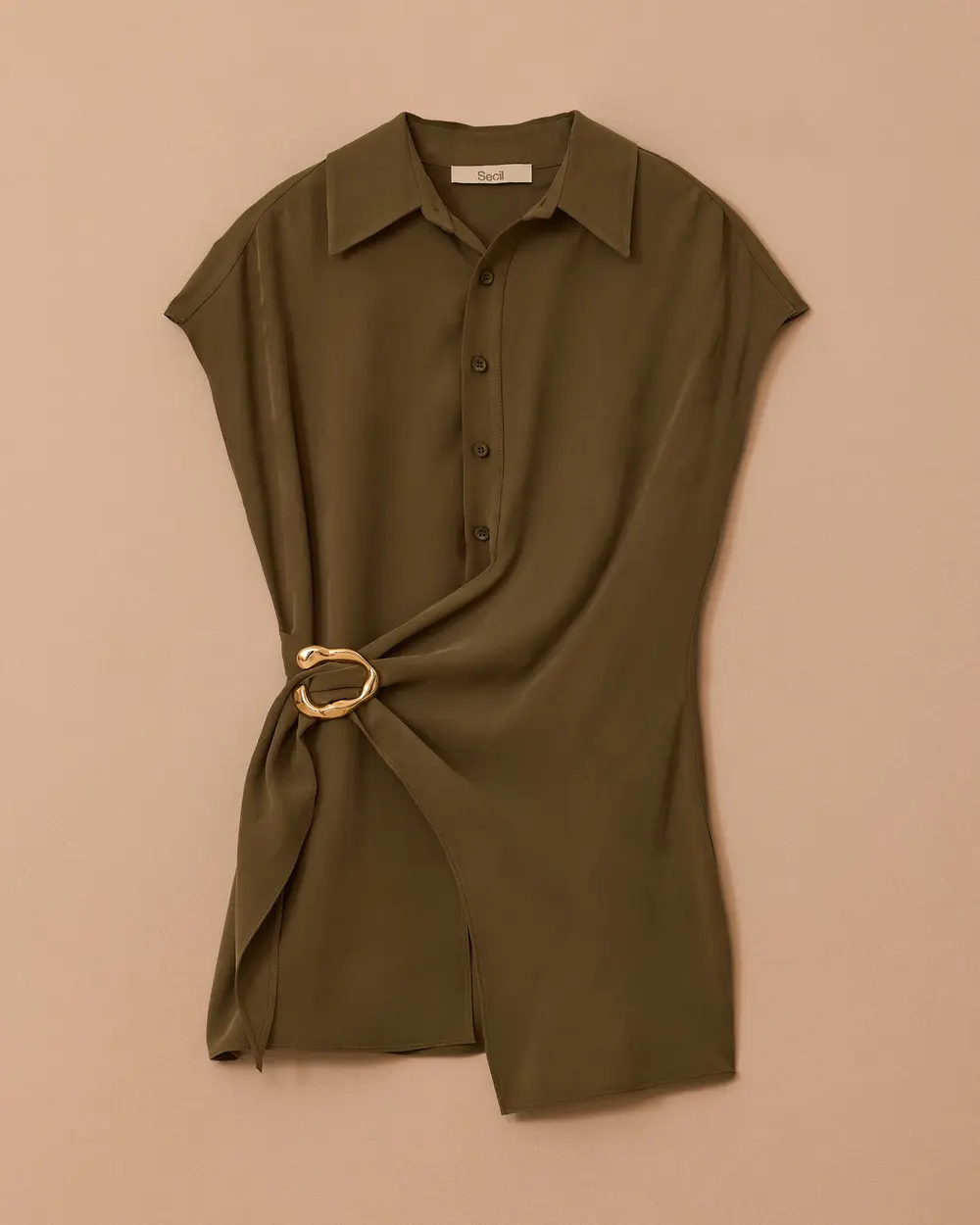 Bağlama Detaylı Tokalı Gömlek