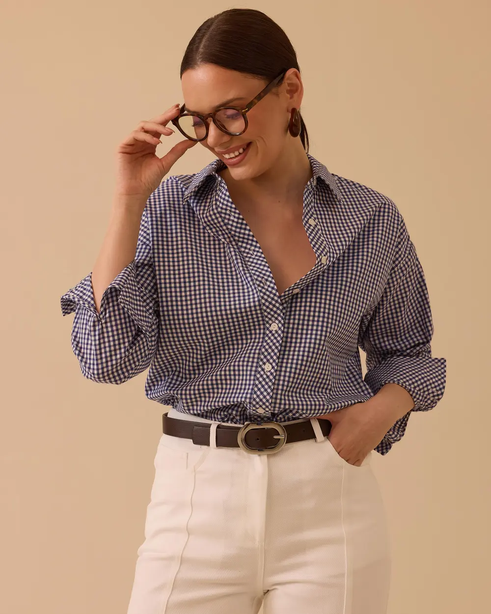 Düğmeli Pötikare Gömlek