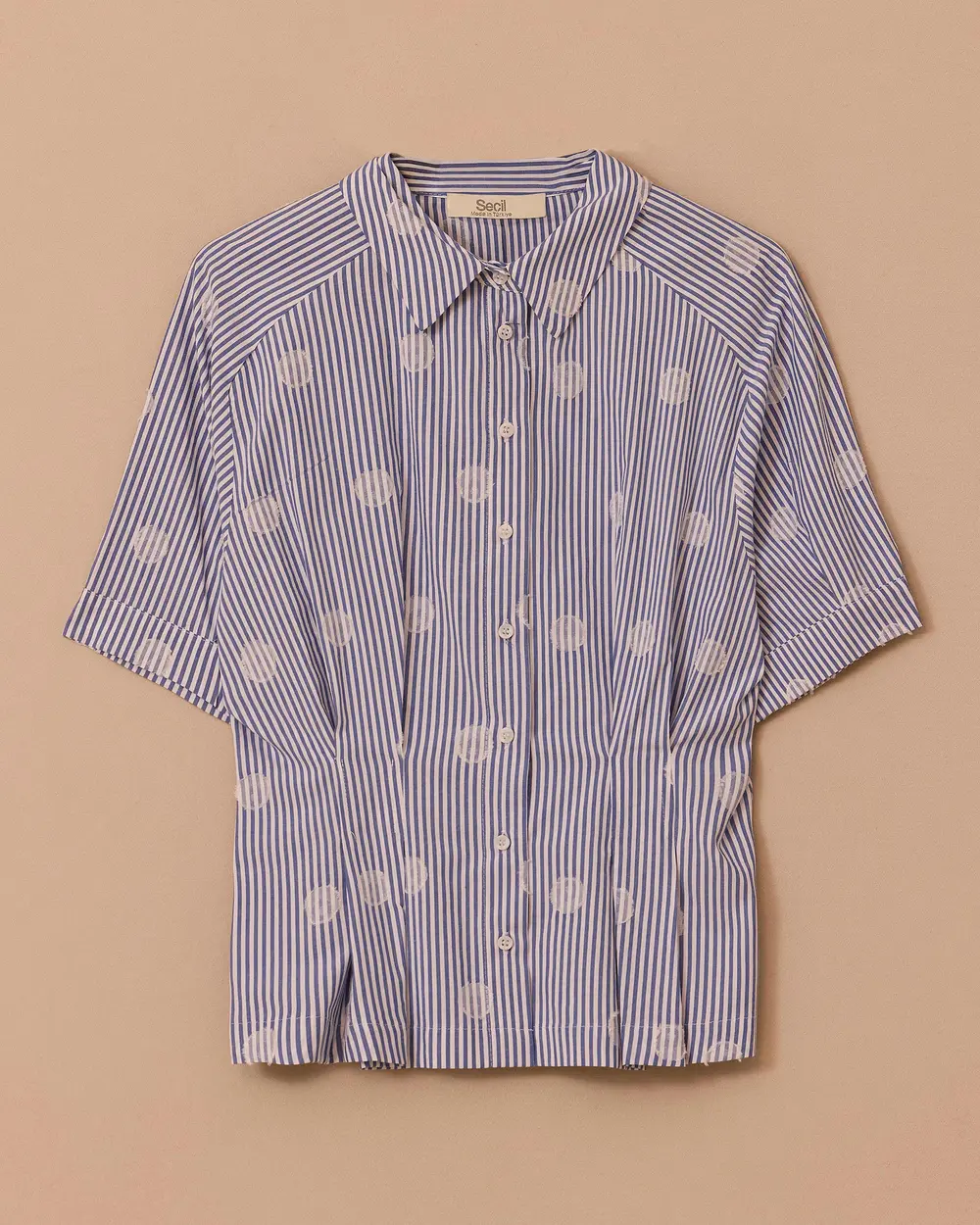 Çizgili Pileli Desenli Gömlek