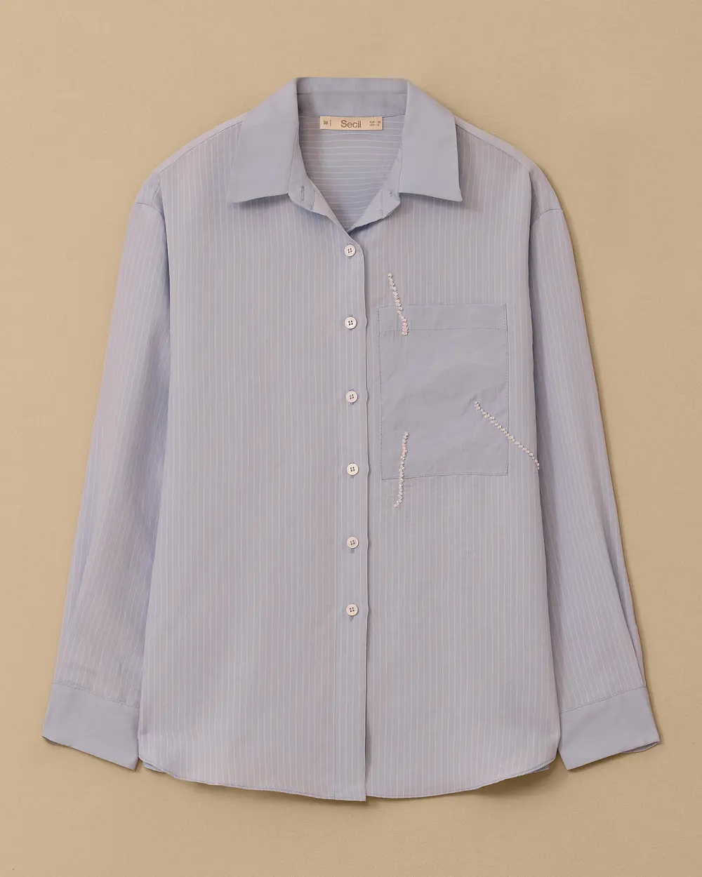 Bead Embroidered Striped Shirt