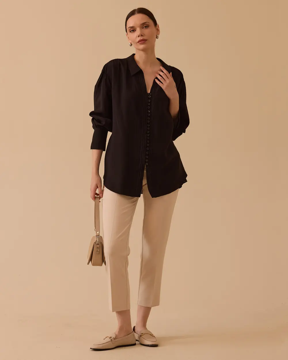 Düğmeli Gofre Gömlek