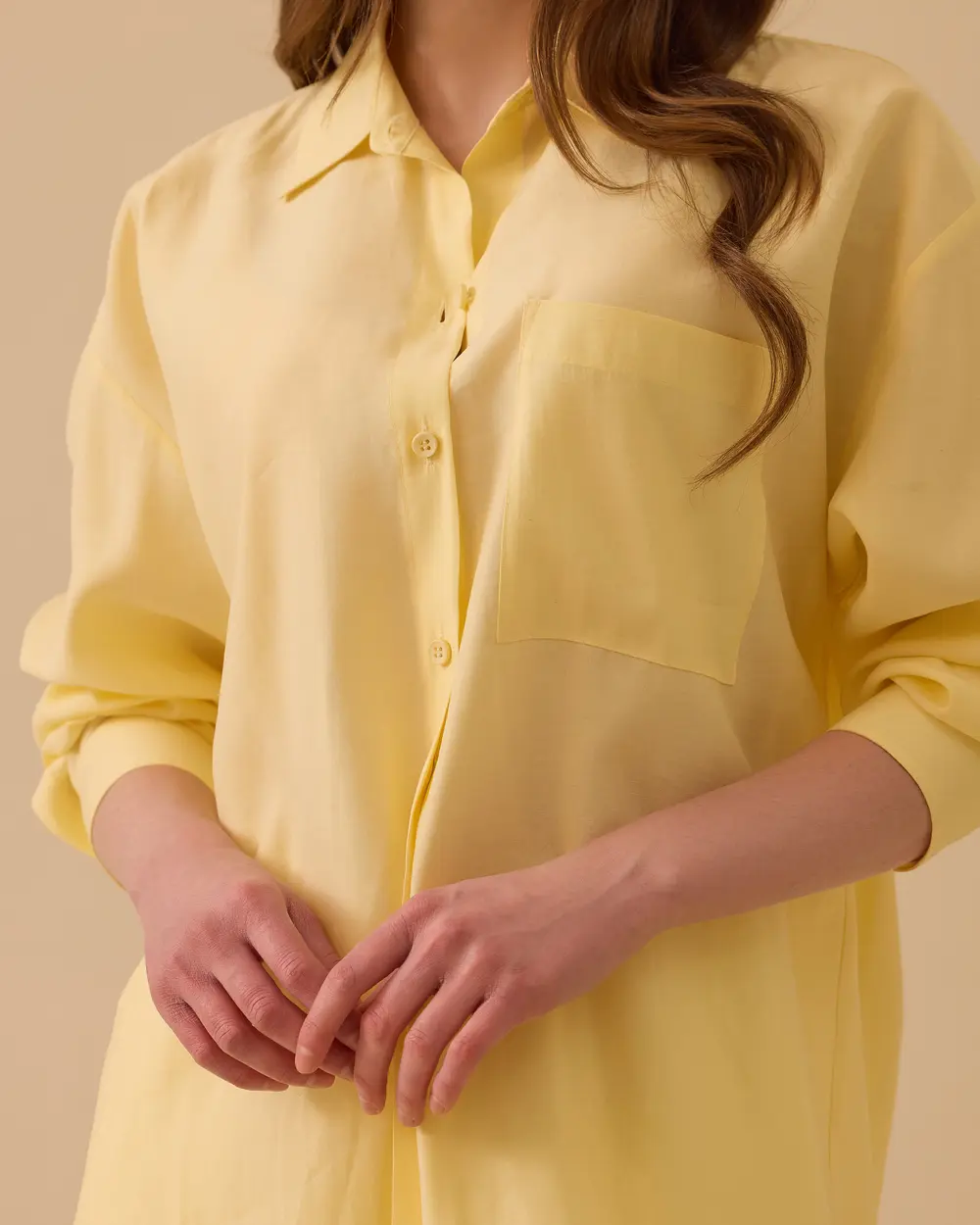 Oversize Basic Keten Gömlek