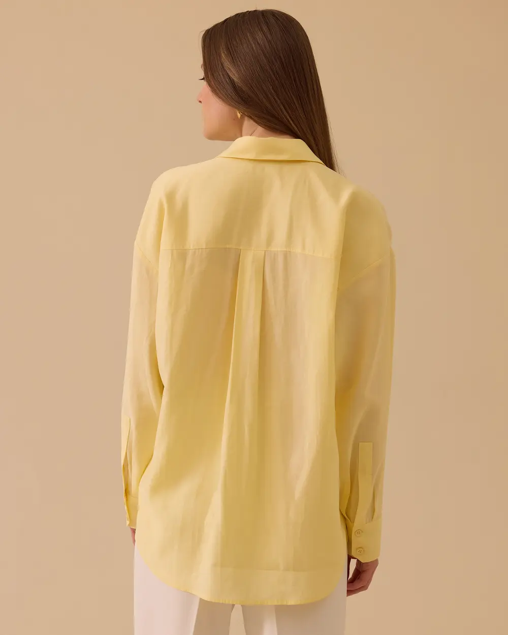 Oversize Basic Keten Gömlek