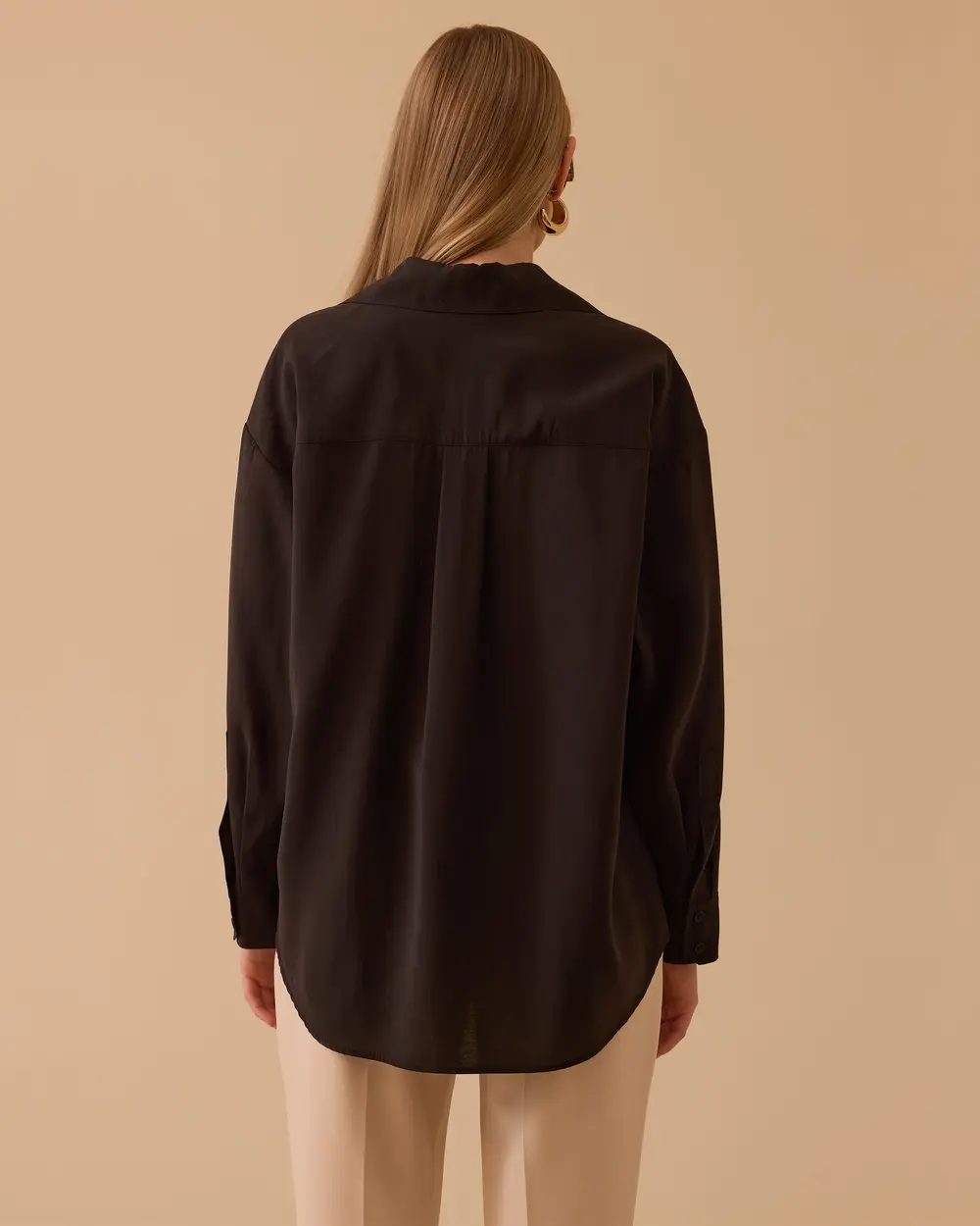 Oversize Basic Keten Gömlek