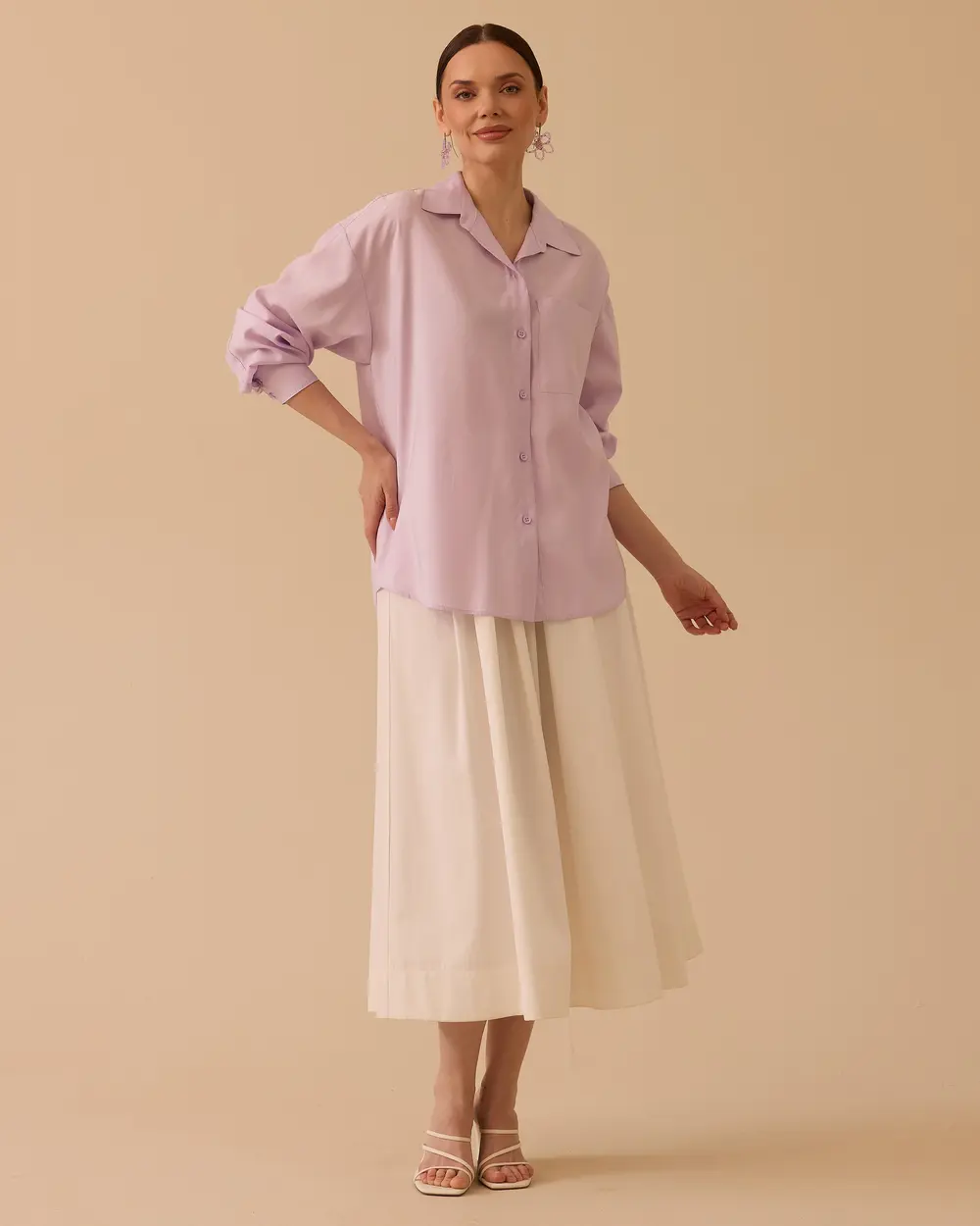 Oversize Basic Keten Gömlek