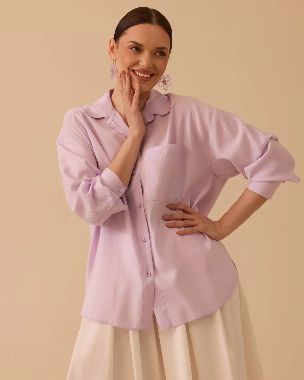 Oversize Basic Keten Gömlek