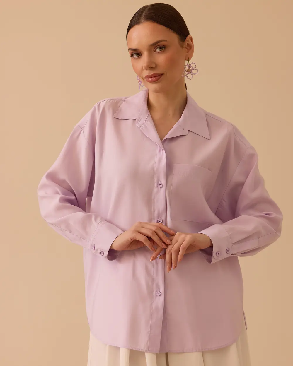 Oversize Basic Keten Gömlek