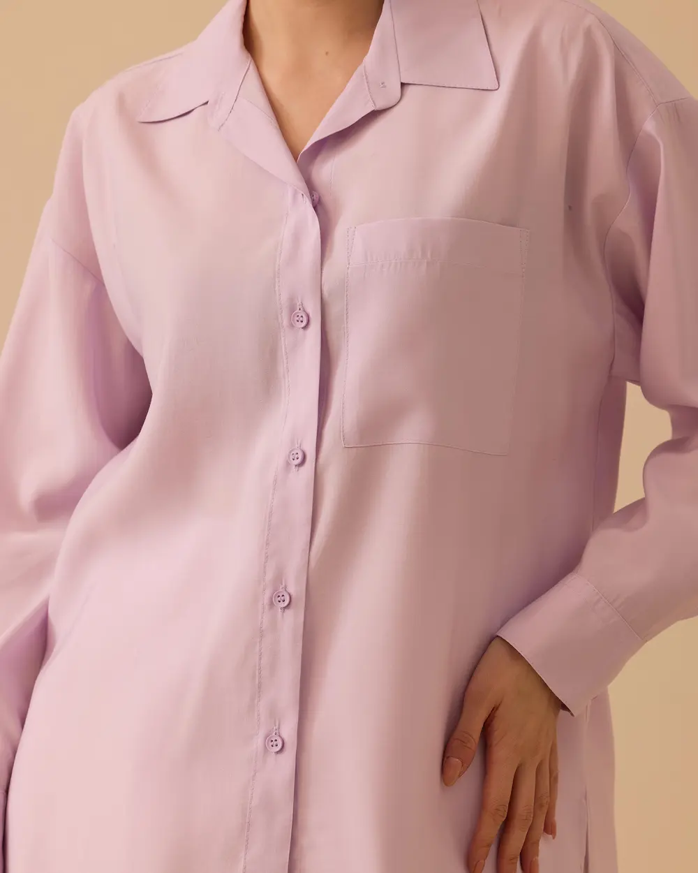 Oversize Basic Keten Gömlek