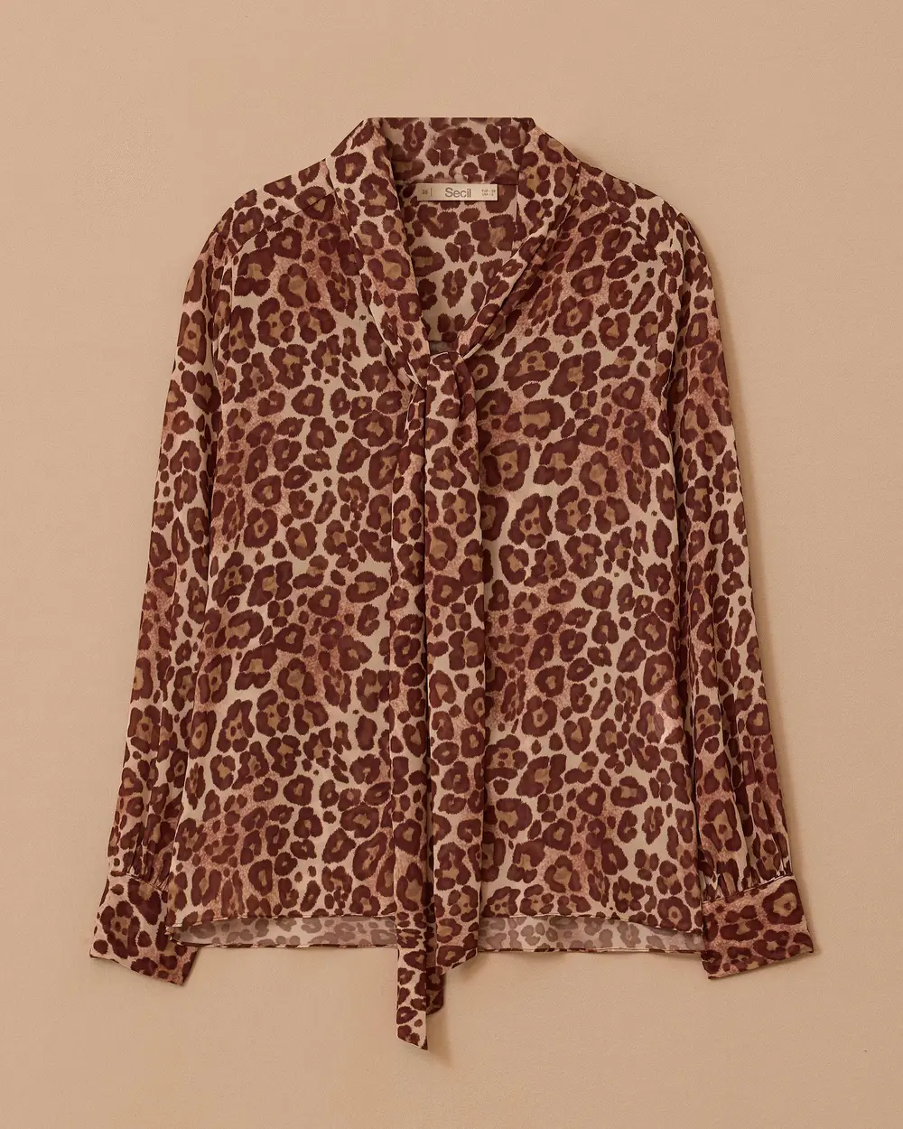 Leopard Print Shirt with Scarf Collar