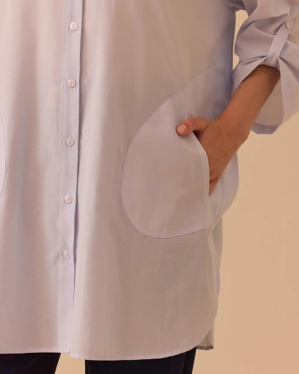 Oversize Katlanabilir Kollu Gömlek