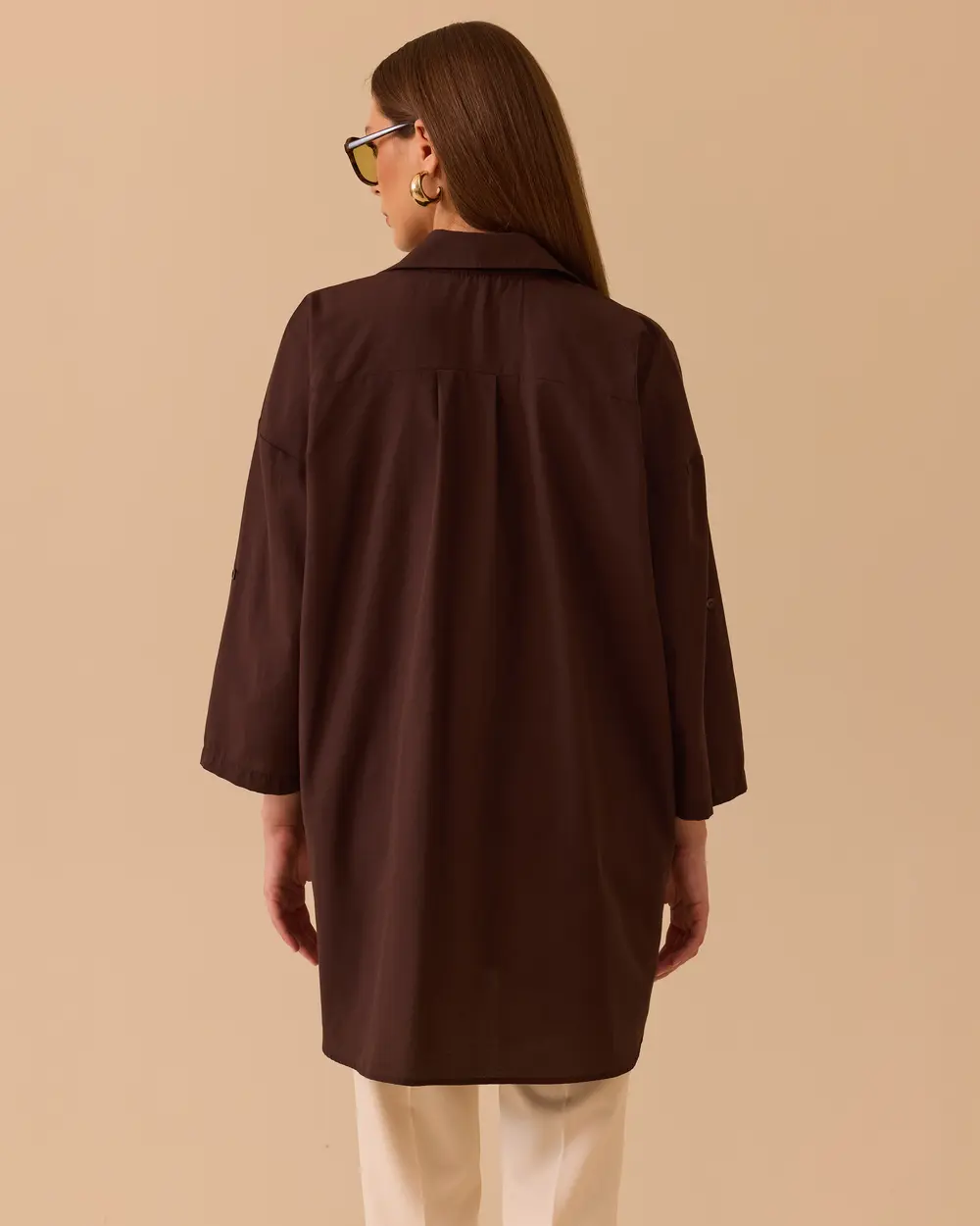 Oversize Katlanabilir Kollu Gömlek