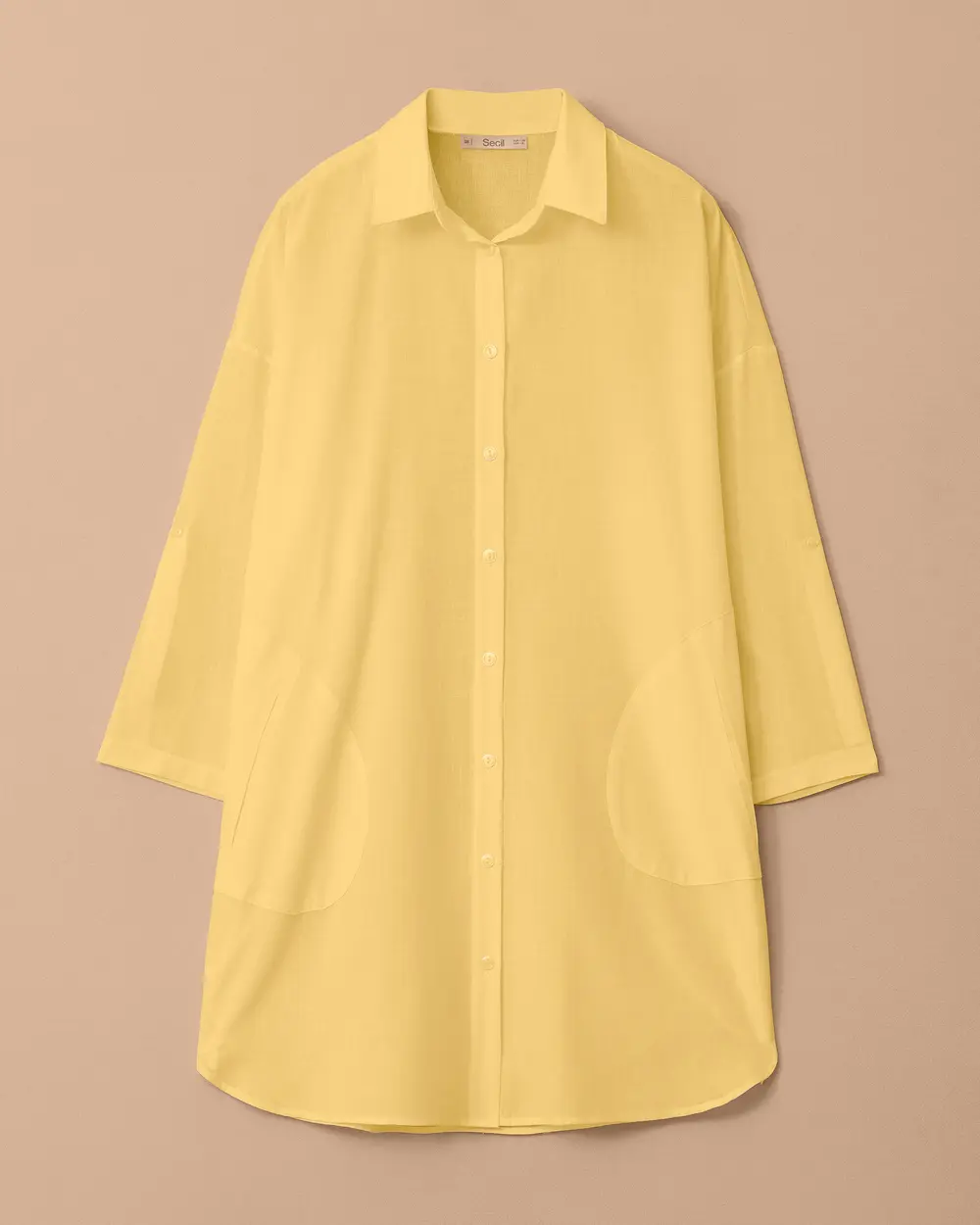 Oversize Rahat Kesim Keten Görünümlü Gömlek
