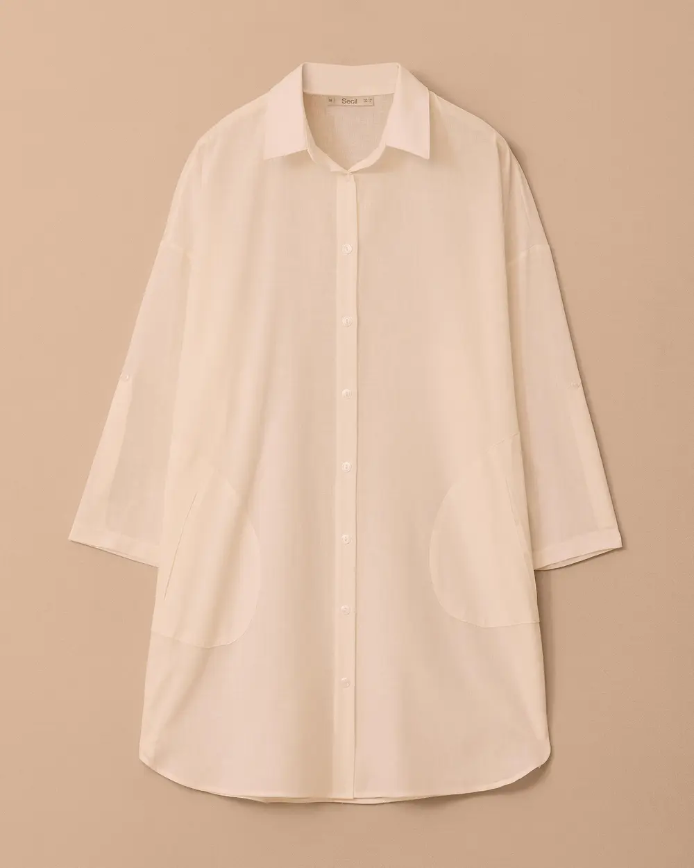Oversize Rahat Kesim Keten Görünümlü Gömlek