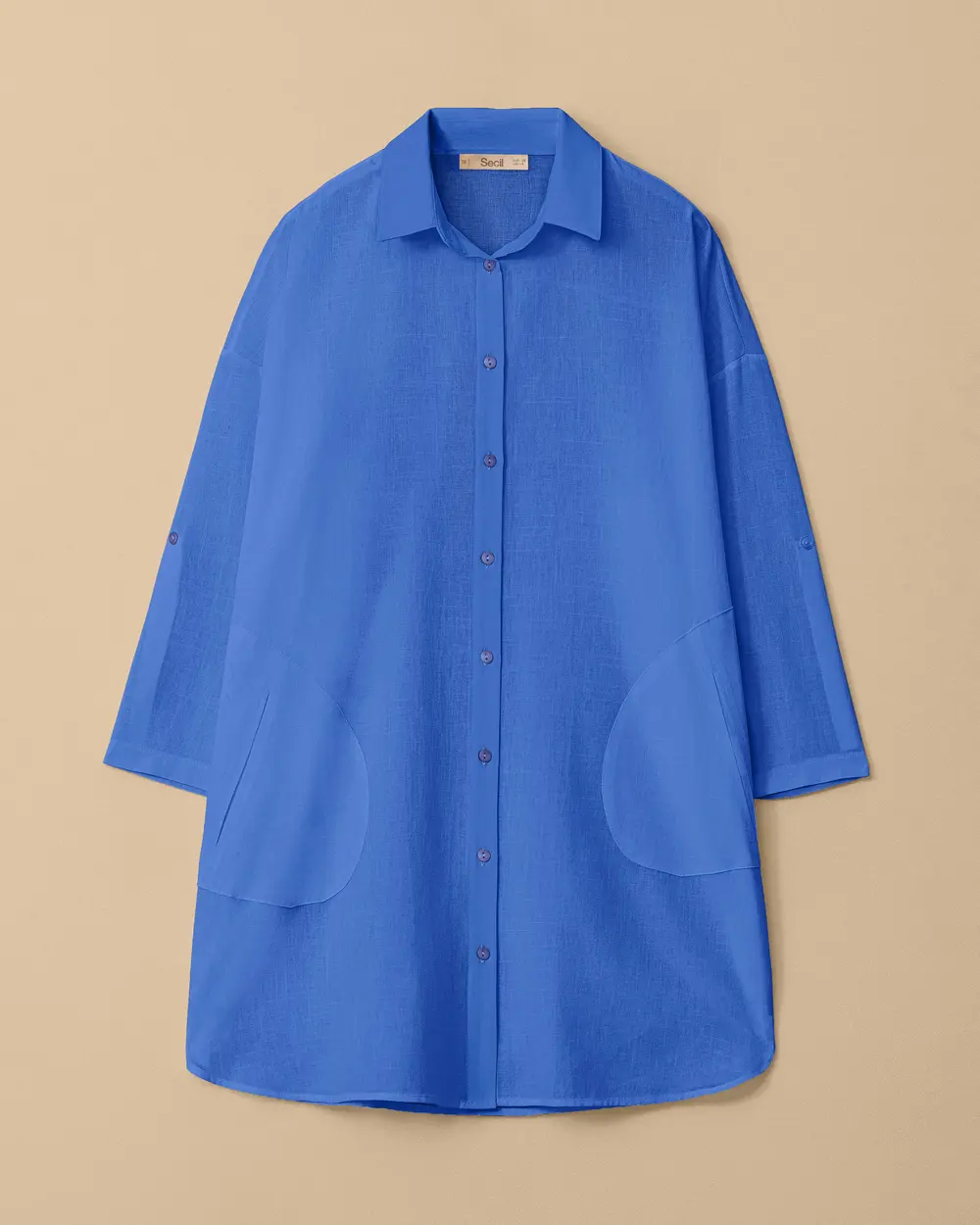 Oversize Rahat Kesim Keten Görünümlü Gömlek