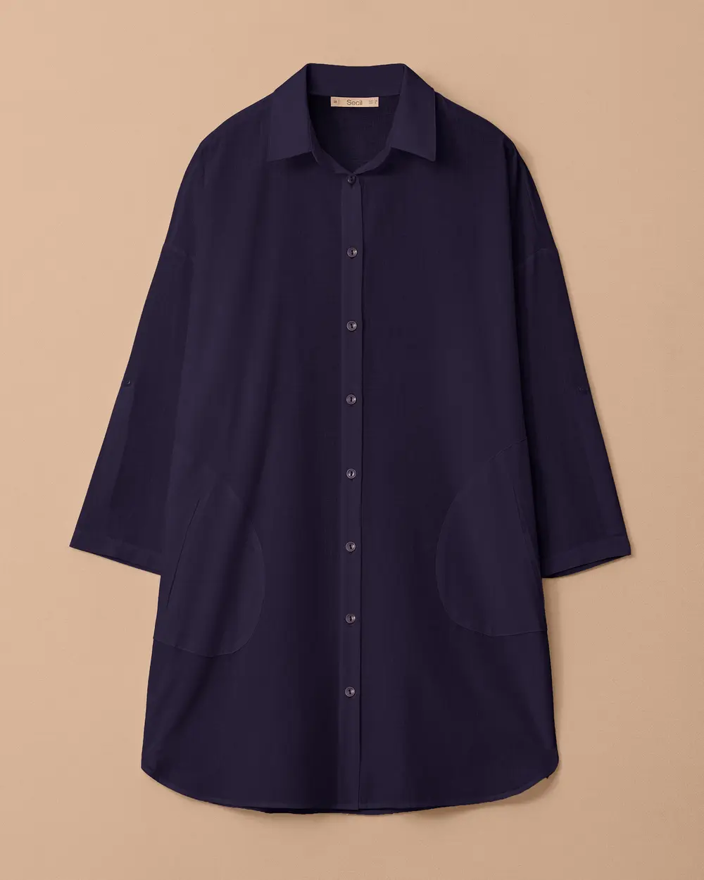 Oversize Rahat Kesim Keten Görünümlü Gömlek
