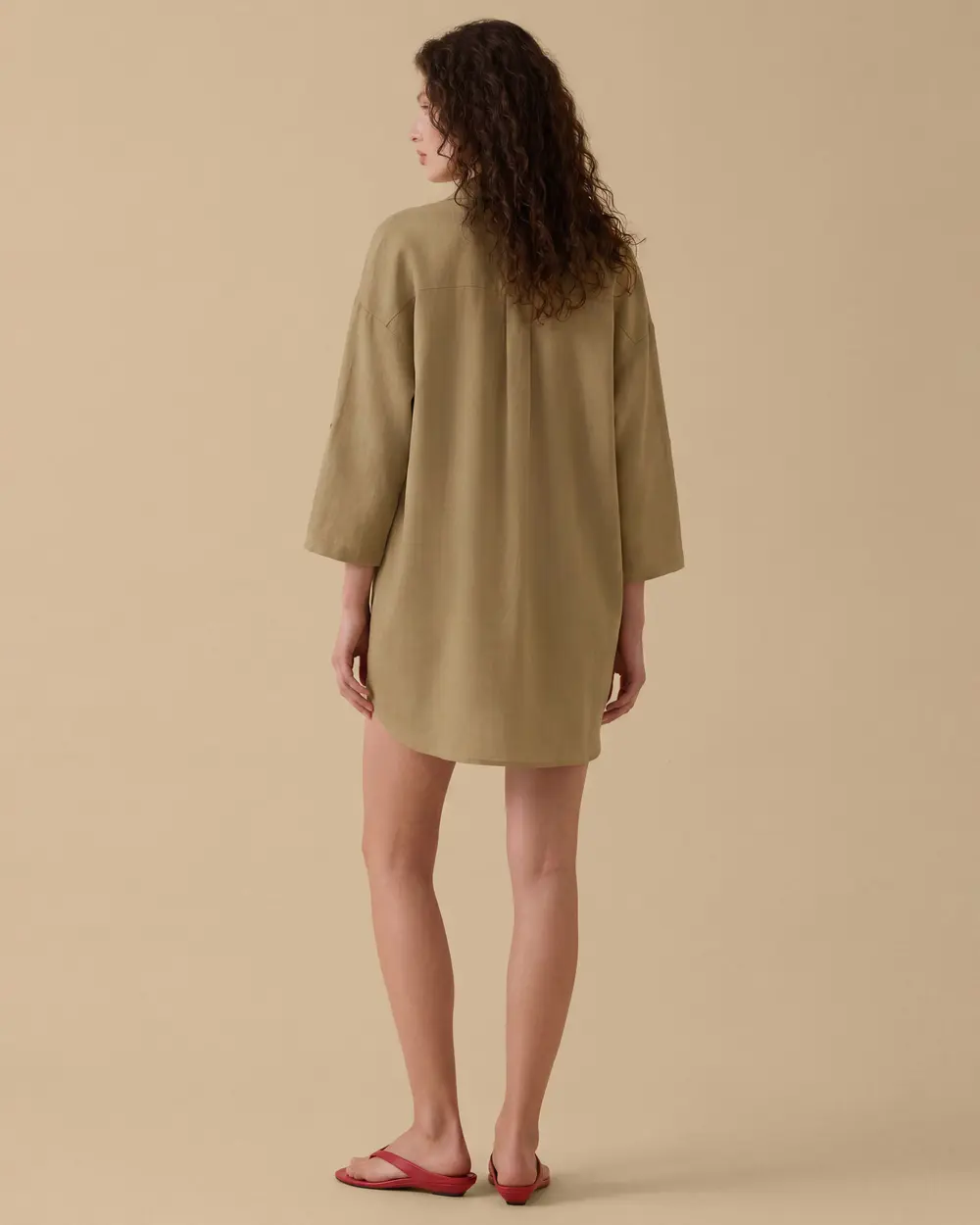 Oversized Relaxed-Fit Linen-Look Shirt