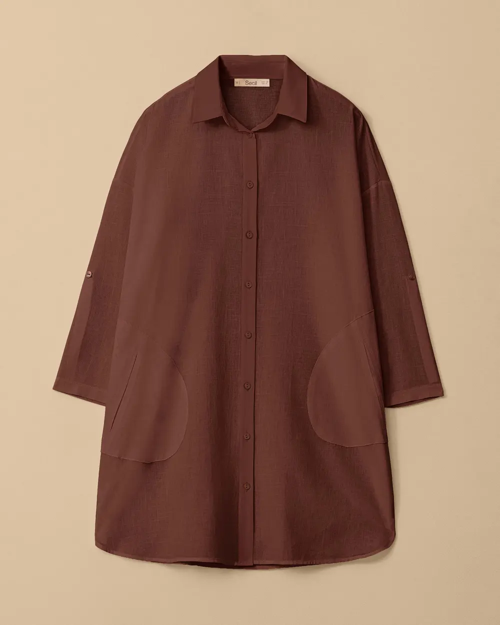 Oversize Rahat Kesim Keten Görünümlü Gömlek