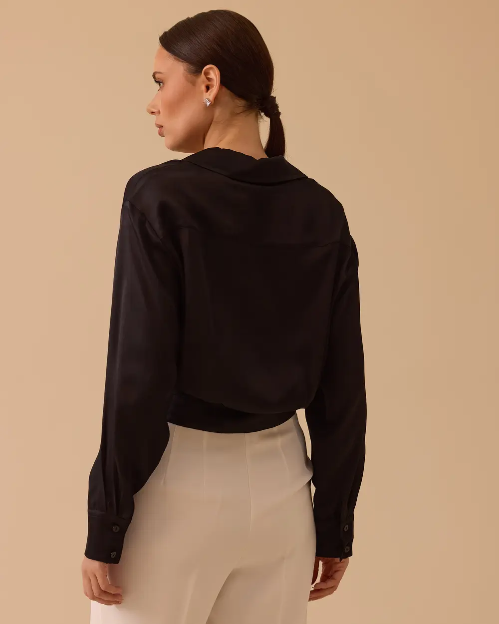 Pleated Detailed Accessorized Waist Length Shirt