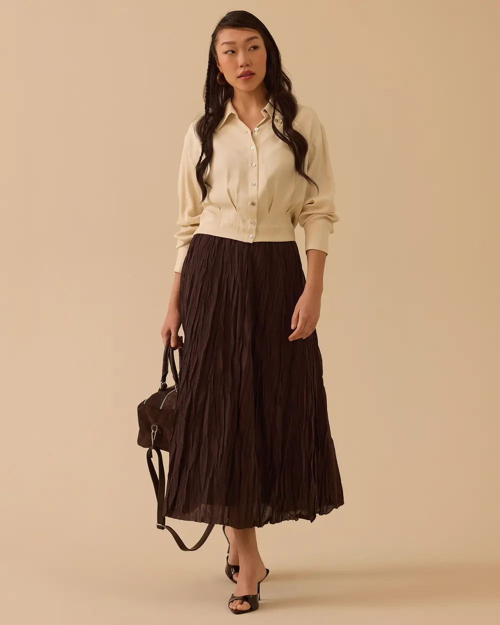 Pile Detaylı Aksesuarlı Bel Boy Gömlek