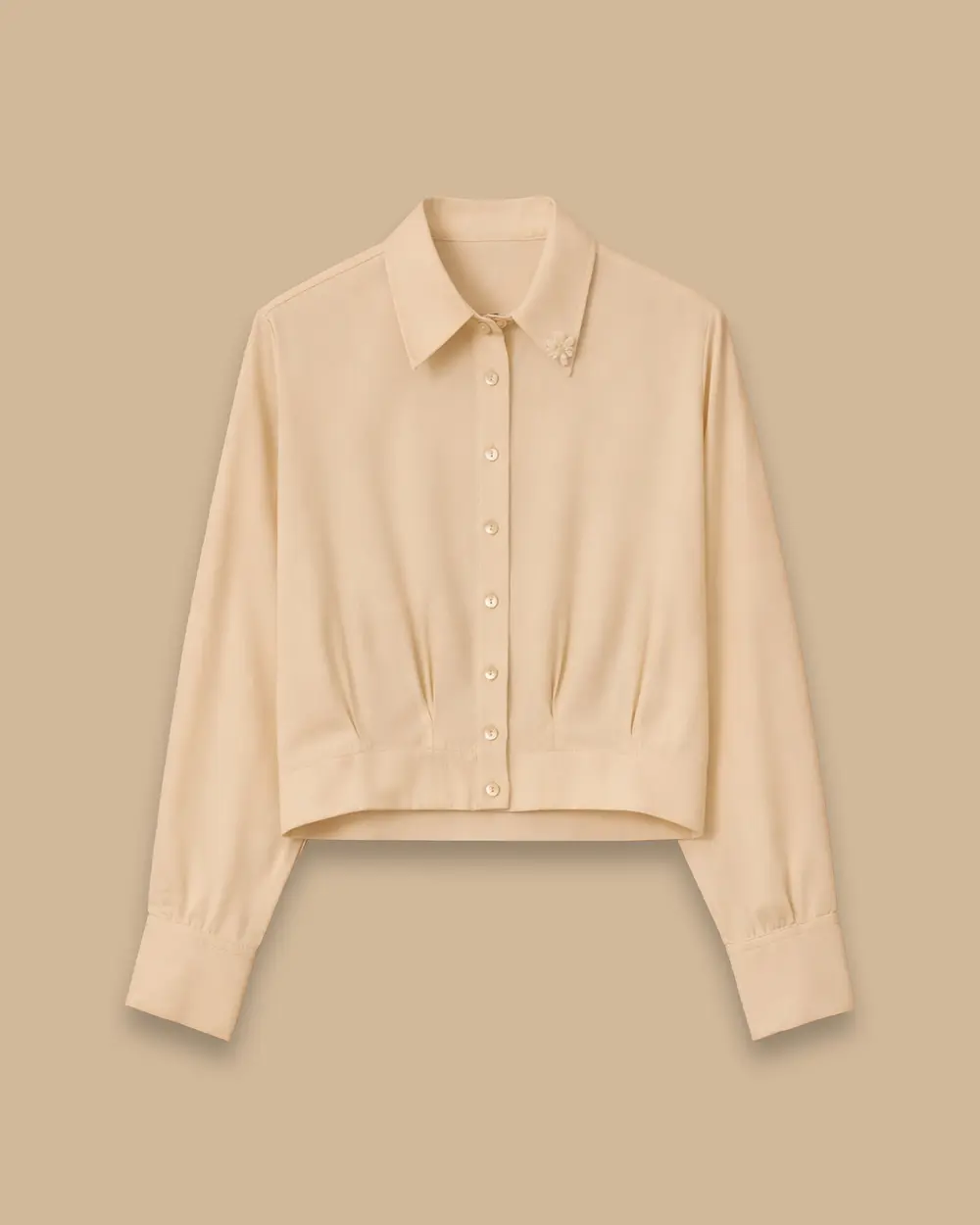 Pleated Detailed Accessorized Waist Length Shirt